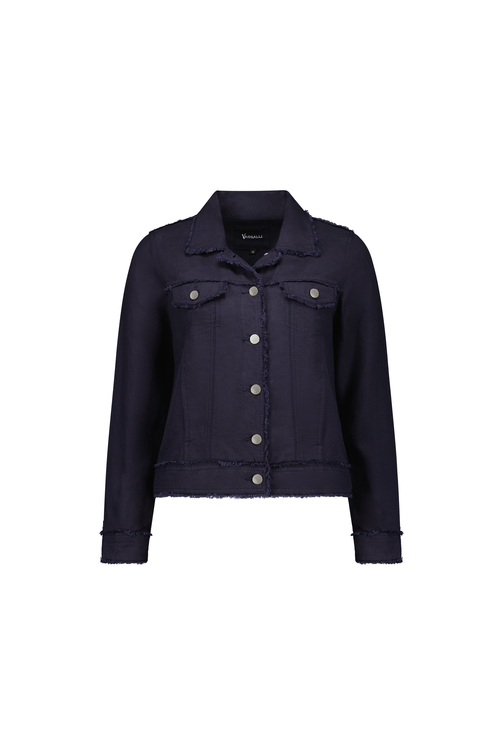 2026A Linen Jacket with Frayed Seams