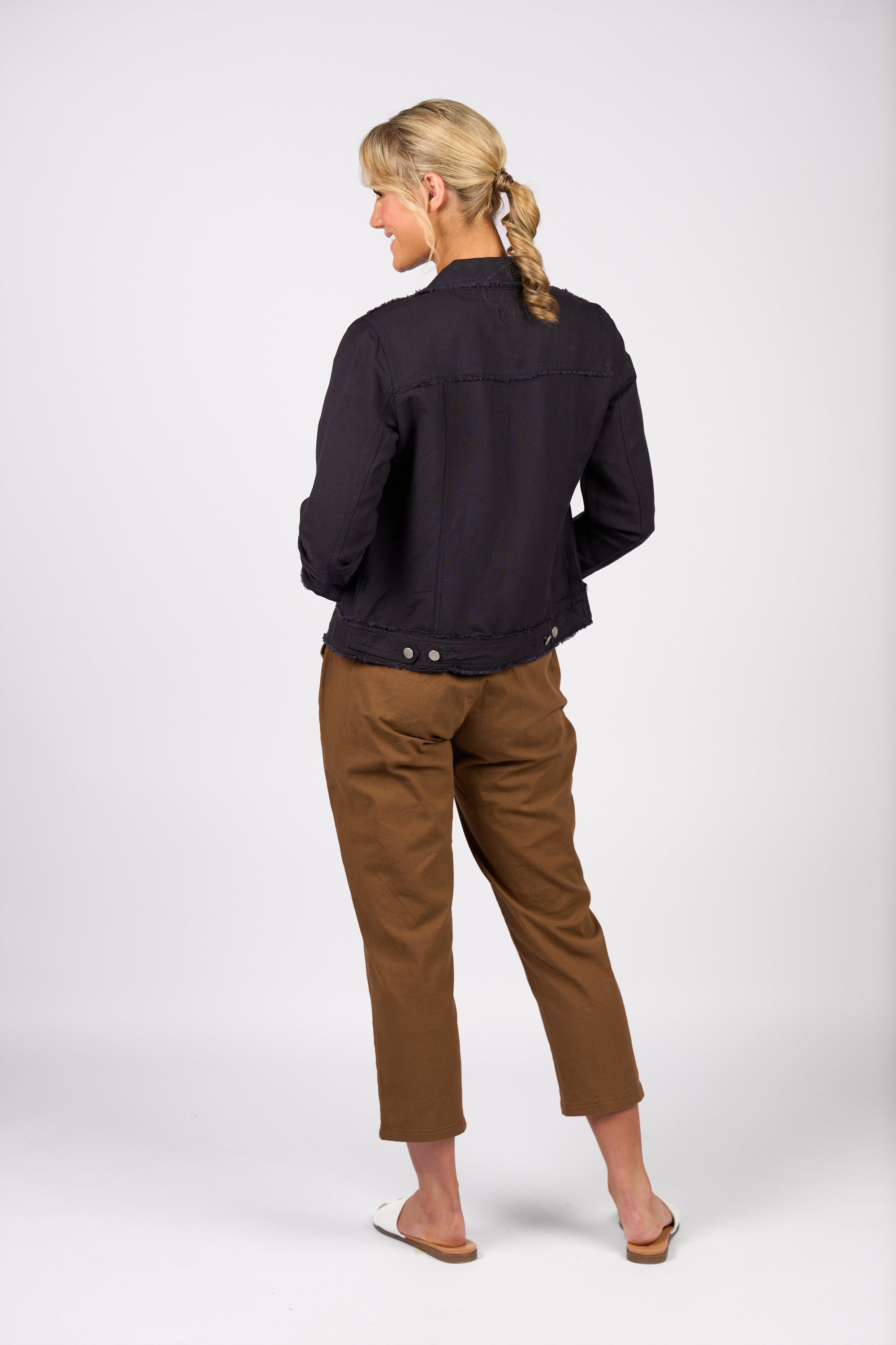 2026A Linen Jacket with Frayed Seams