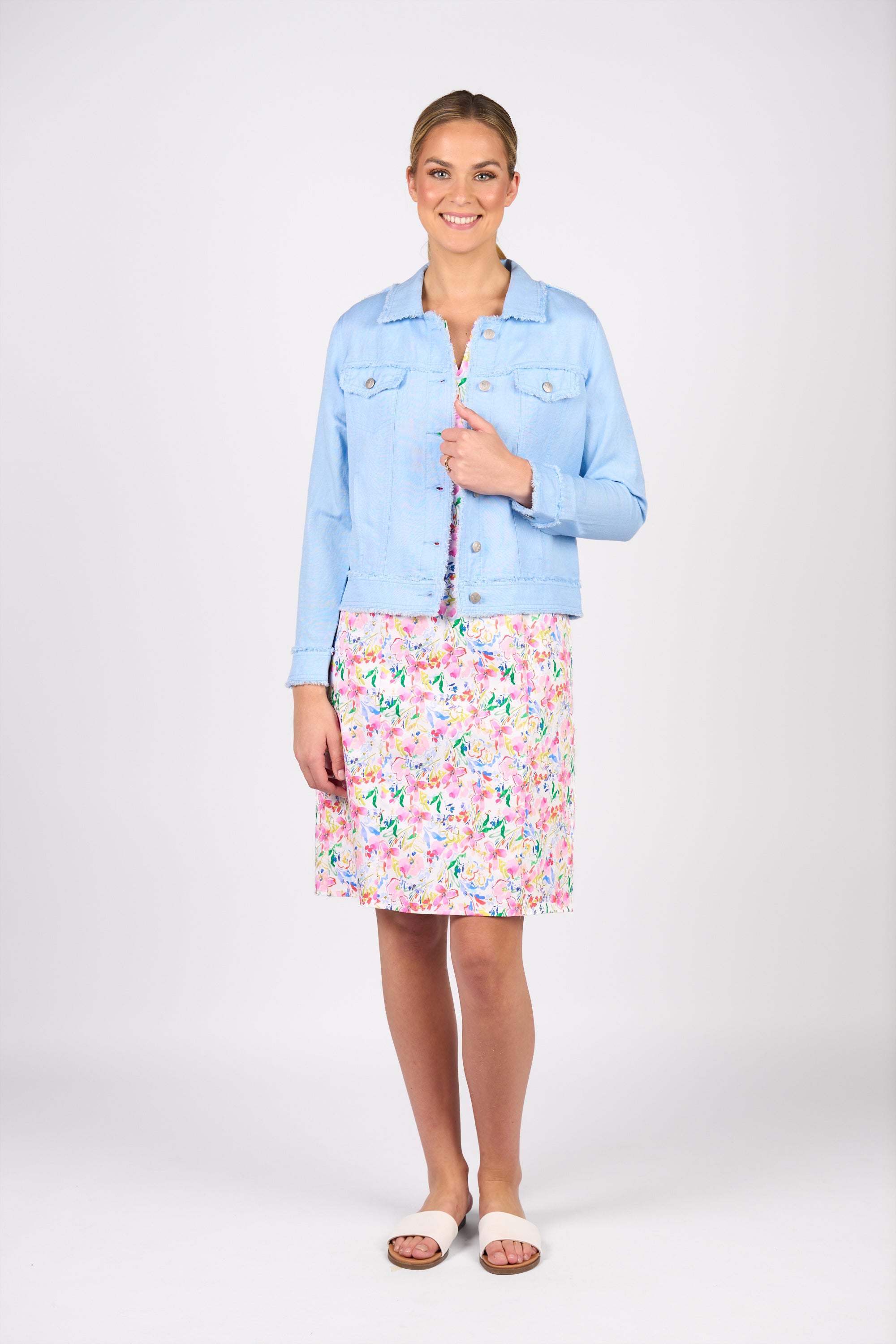 2026A Linen Jacket with Frayed Seams