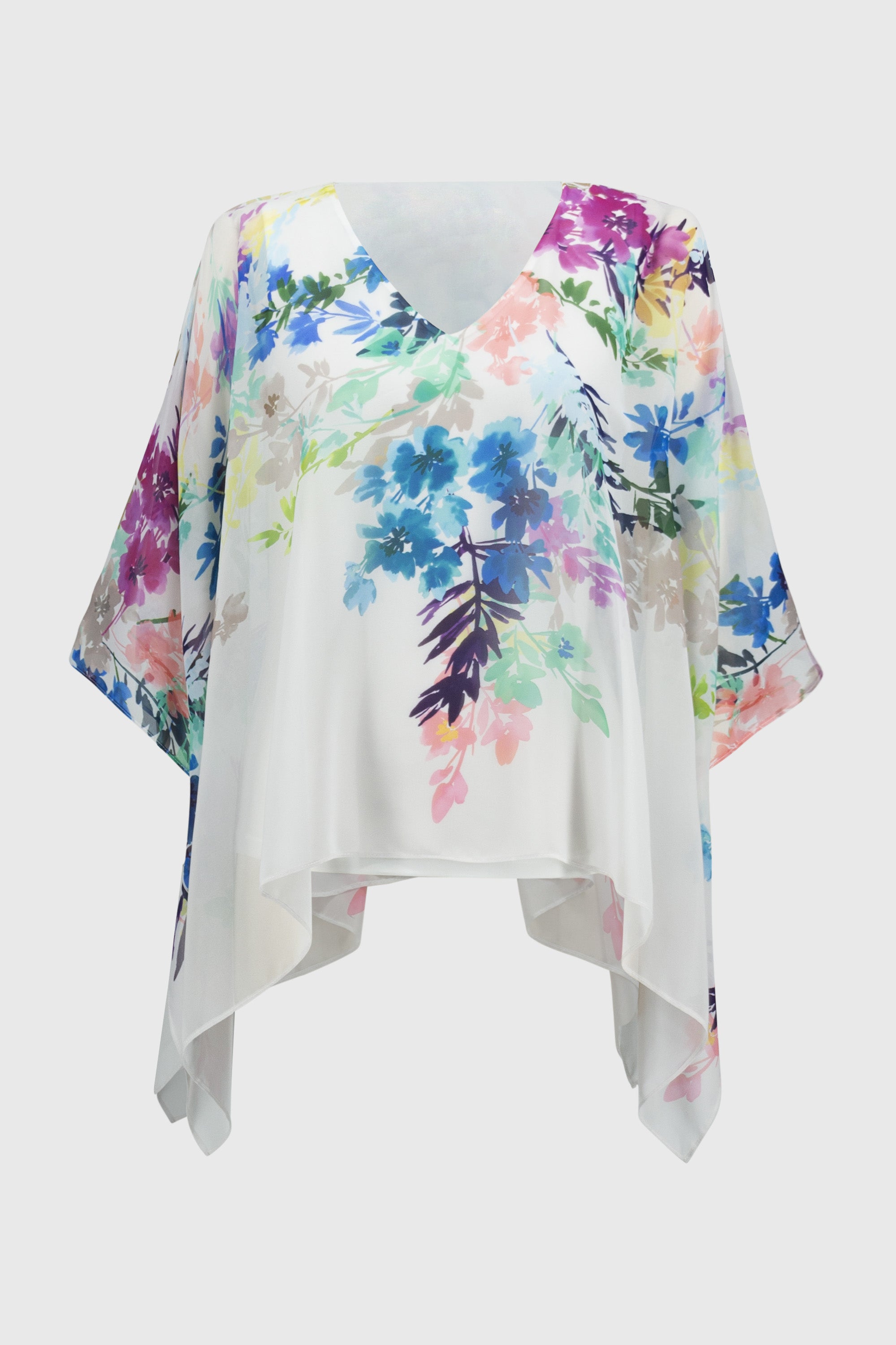 251238 Chiffon Floral Print Poncho