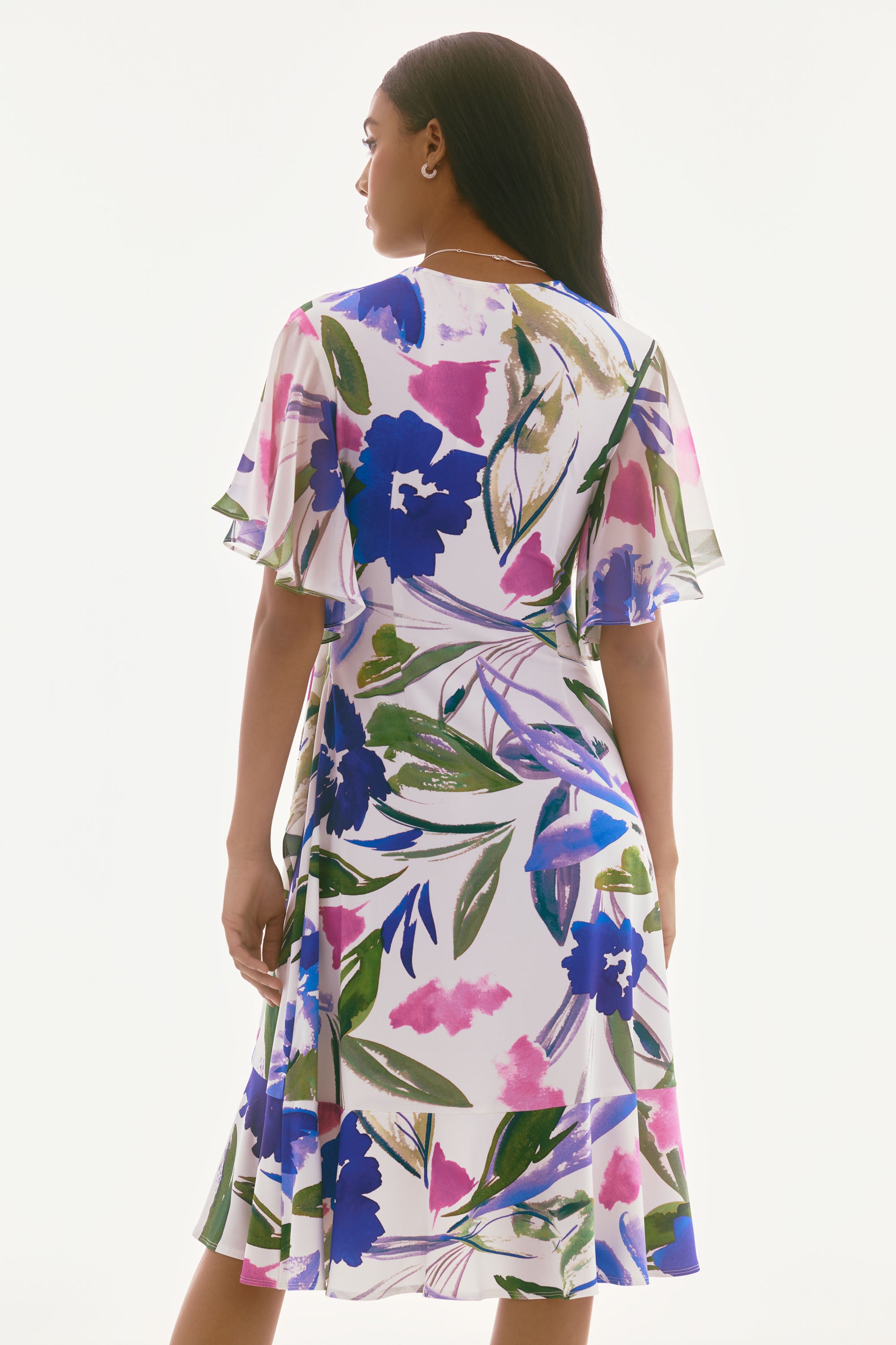 251707 - Signature Silky Knit & Chiffon Floral Wrap Dress