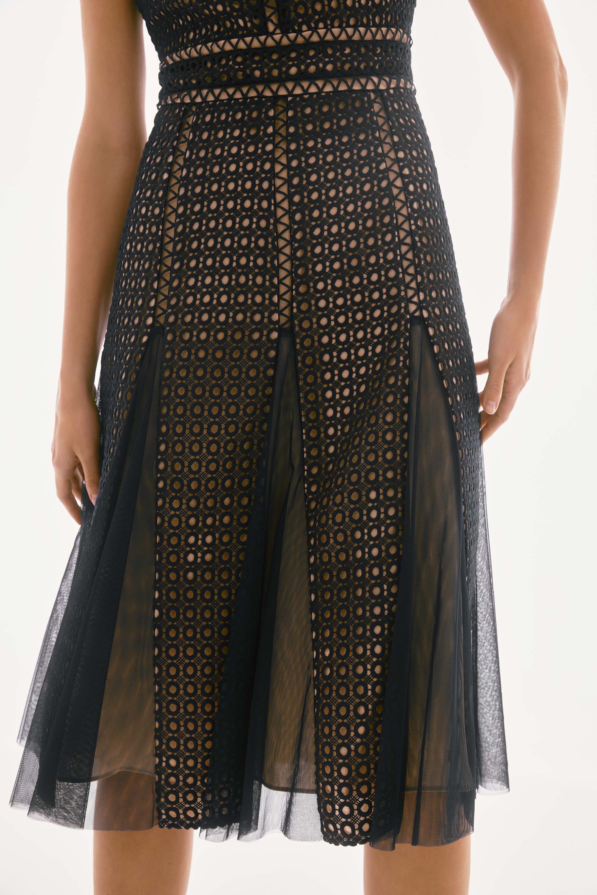 Giupure And Mesh Fit And Flare Dress - 251718