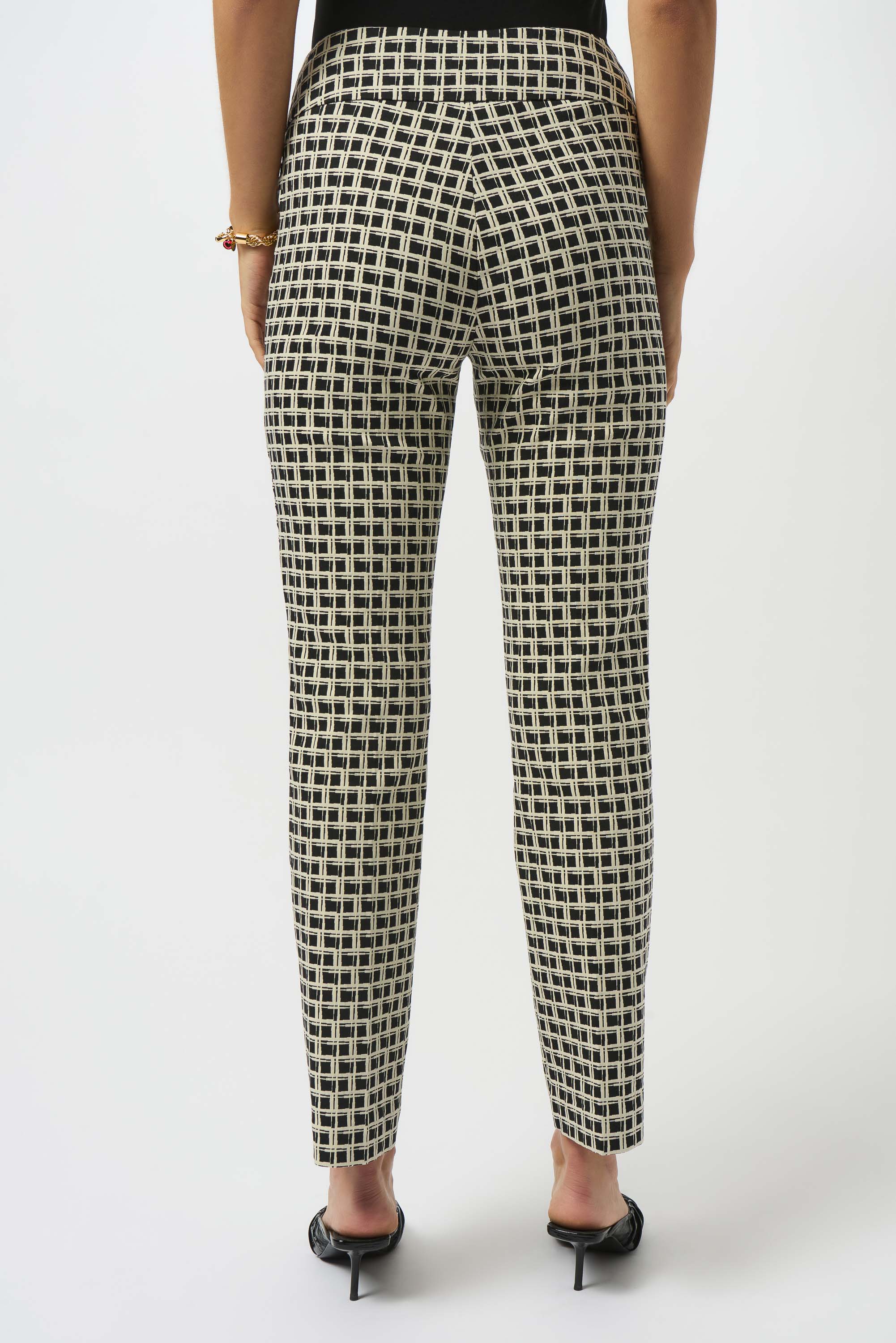 Jacquard Geometric Print Straight Pull-On Pants - 253098