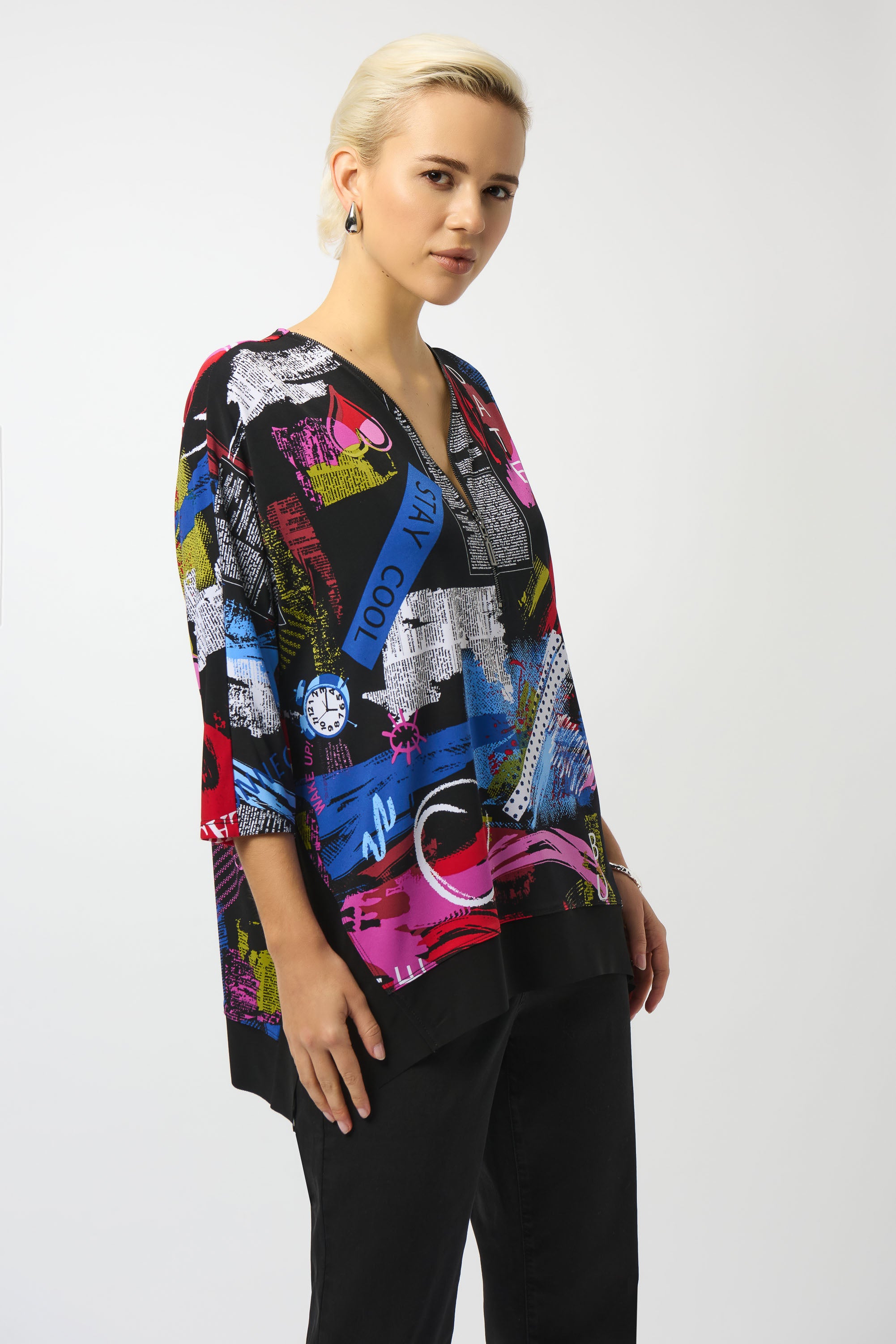 253113 - Silky Knit Printed Boxy Tunic