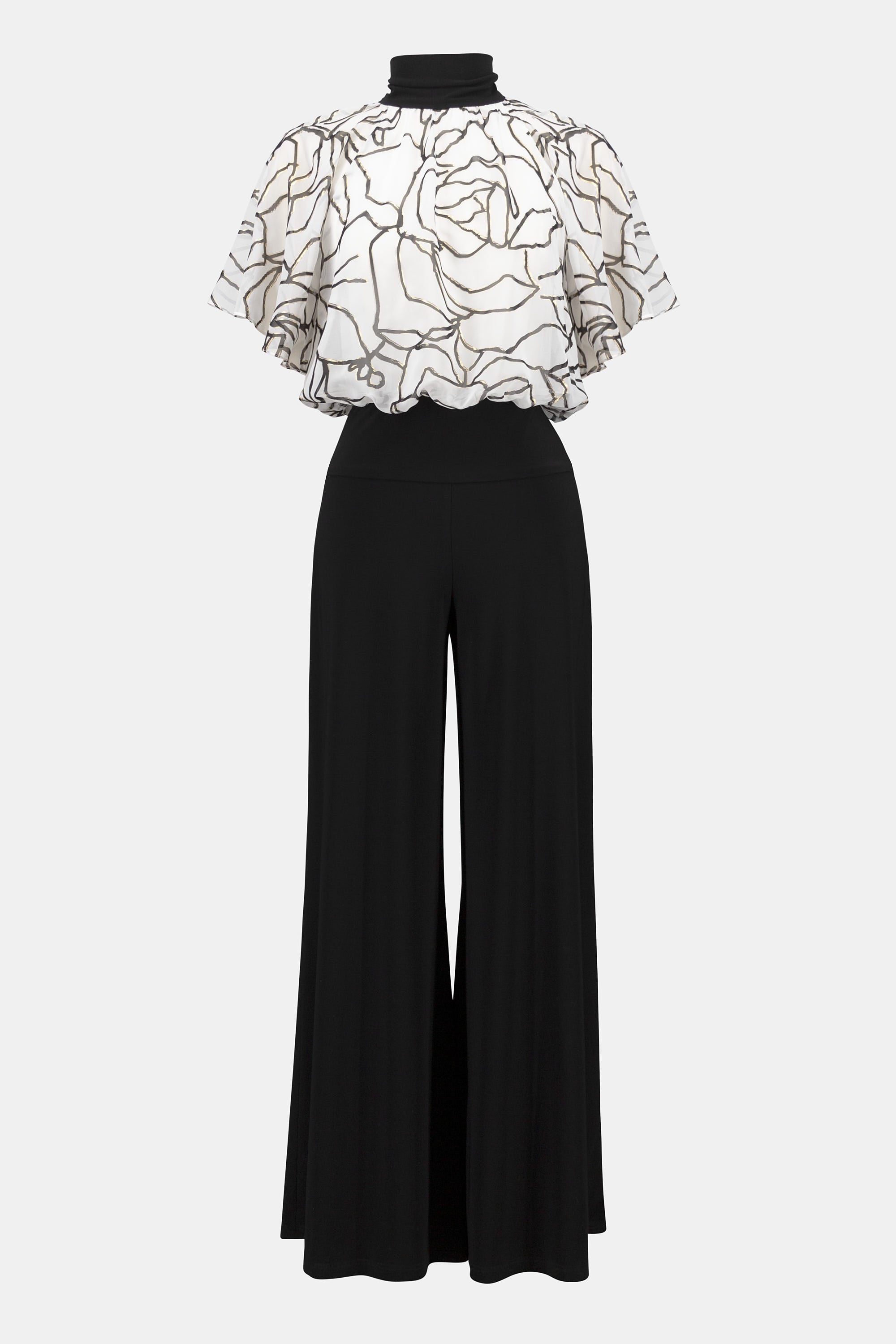 253733 Signature | Foiled Chiffon and Silky Knit Wide Leg Jumpsuit
