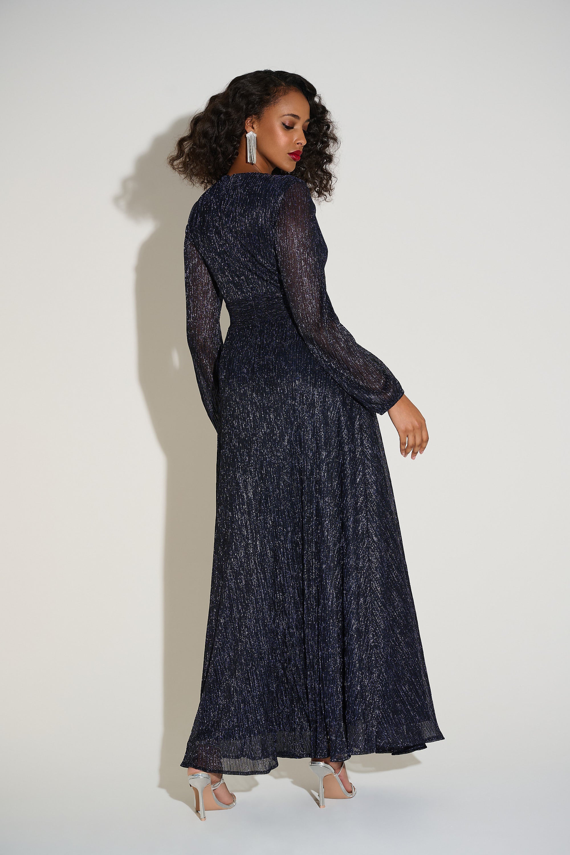 Signature | Lurex Plisse Mesh Wrap-Front Gown