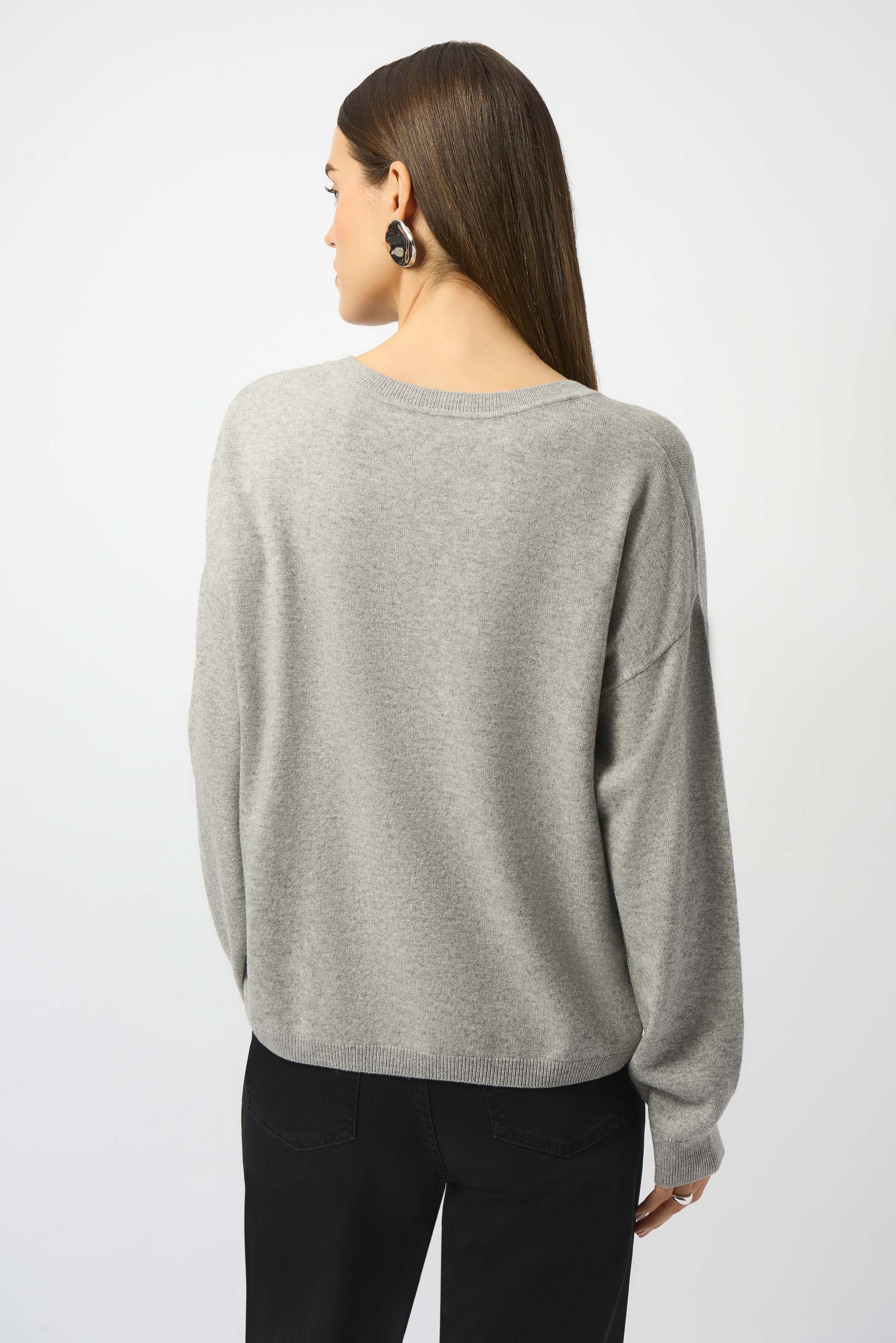 253967 Wool Blend V-Neck Boxy Sweater