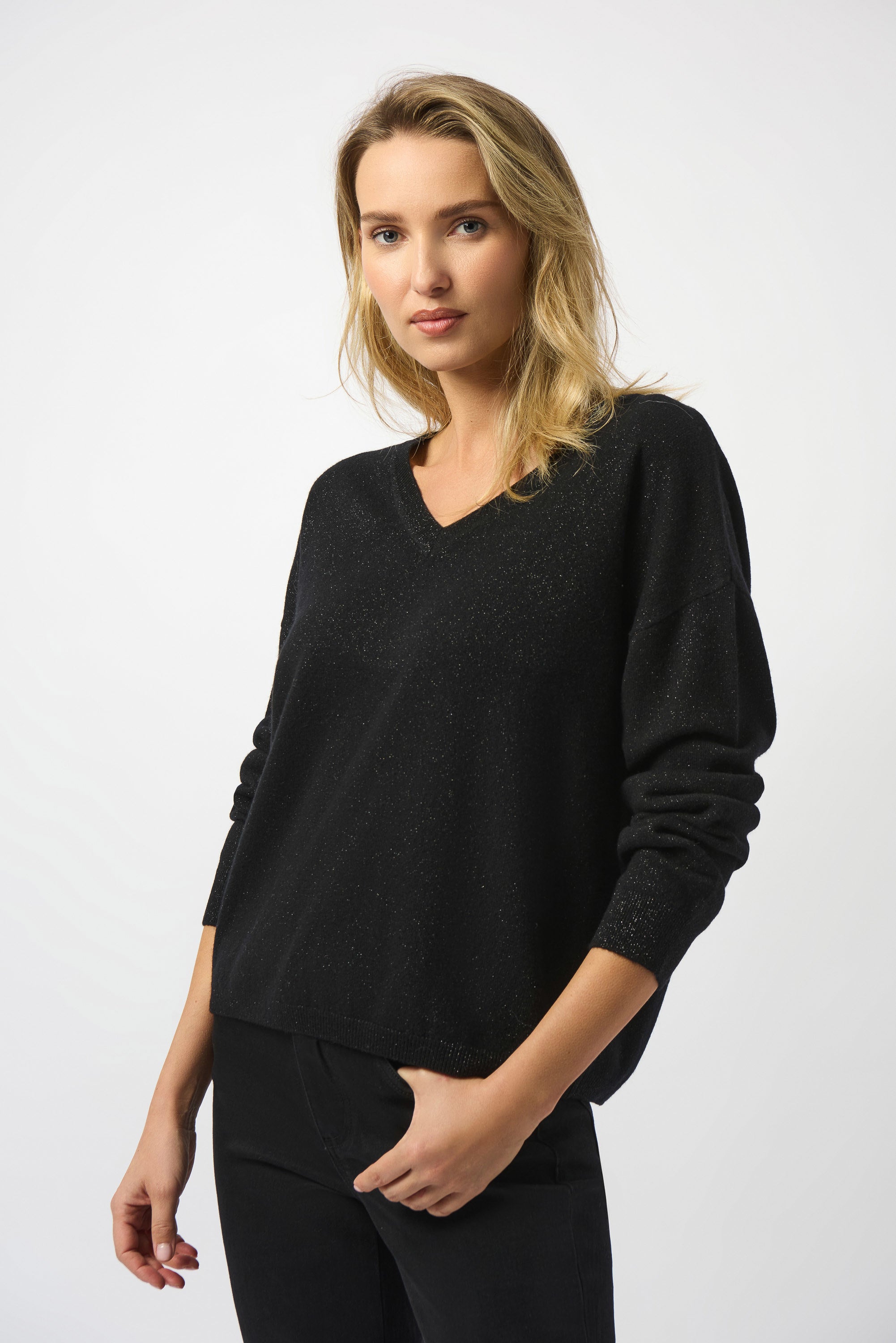 253967 Wool Blend V-Neck Boxy Sweater