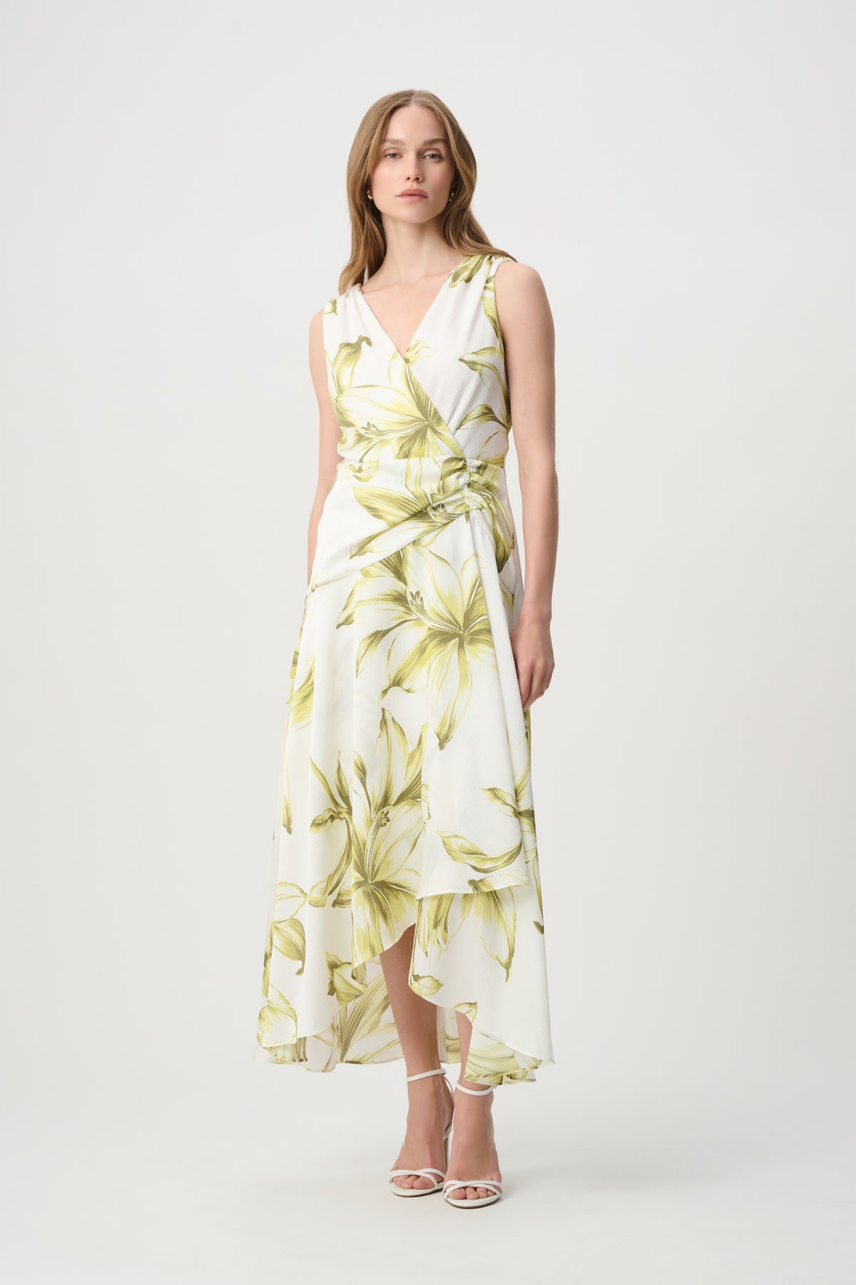 Satin Floral Print Wrap Dress - Joseph Ribkoff