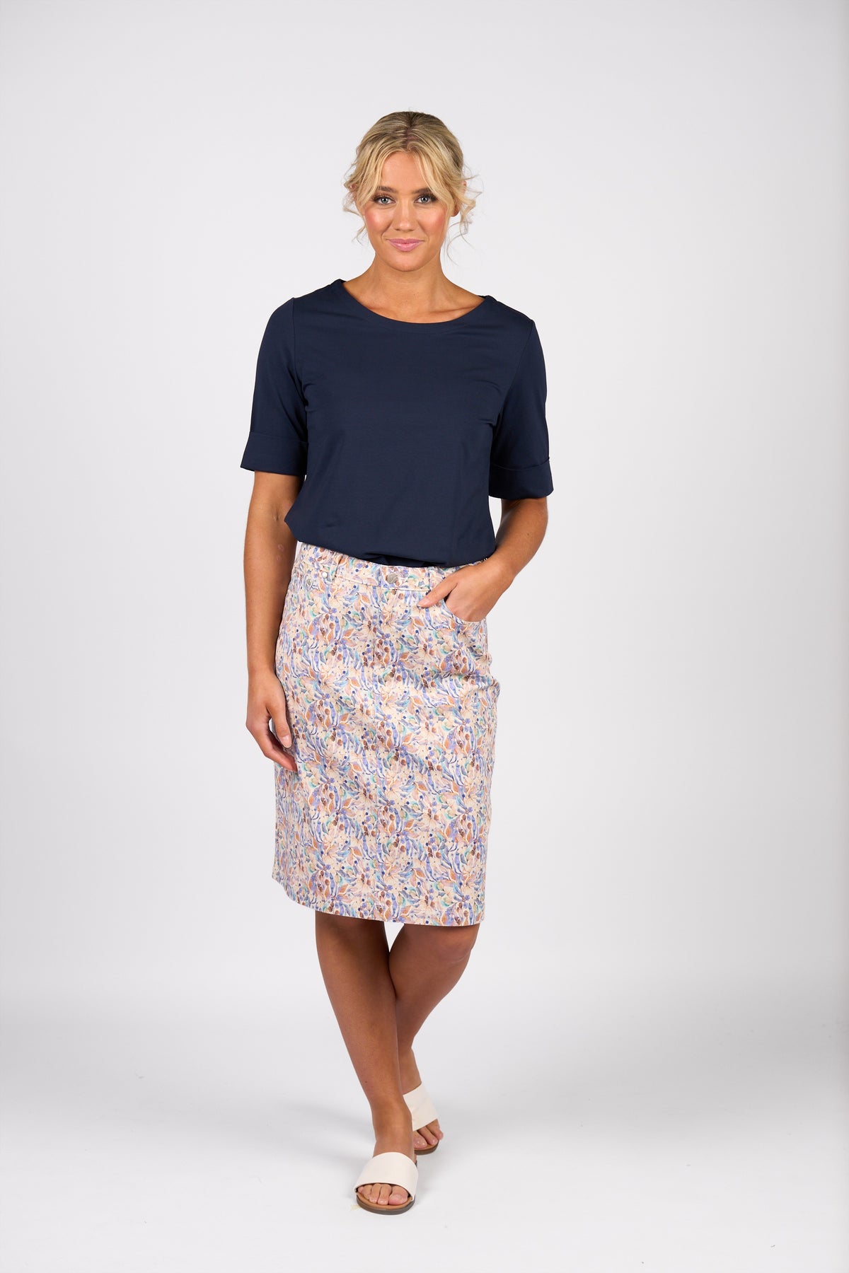 372AV Denim Skirt With Back Vent