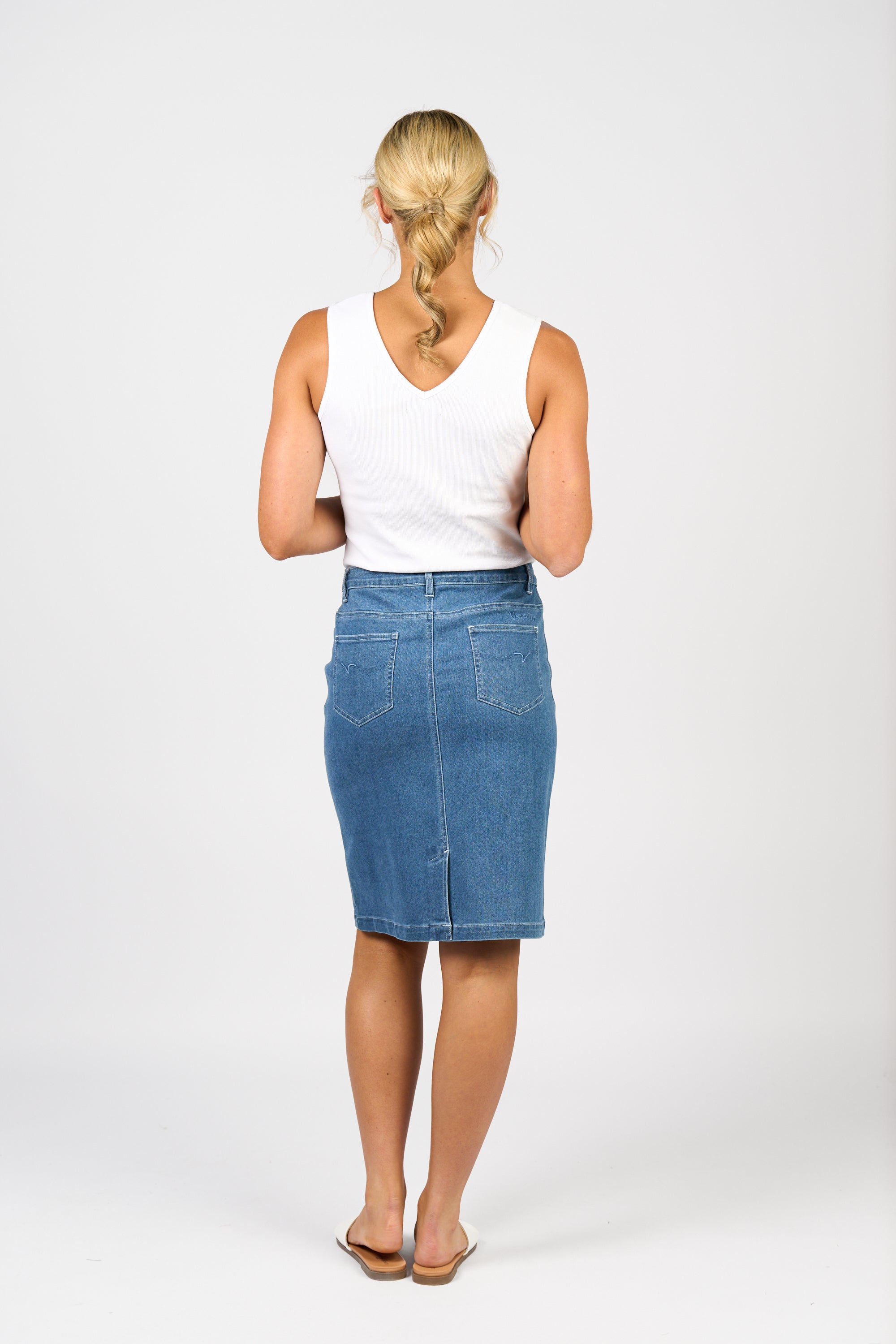 372AV Denim Skirt With Back Vent