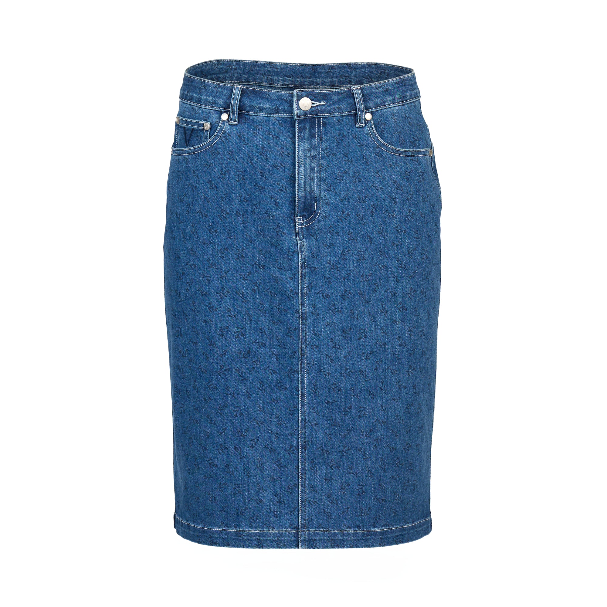 372AV Denim Skirt With Back Vent