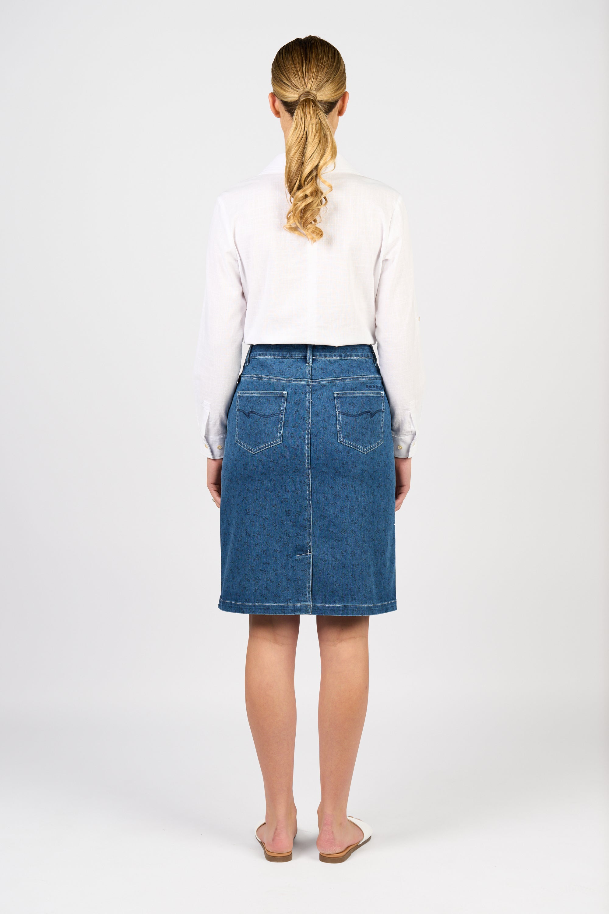 372AV Denim Skirt With Back Vent