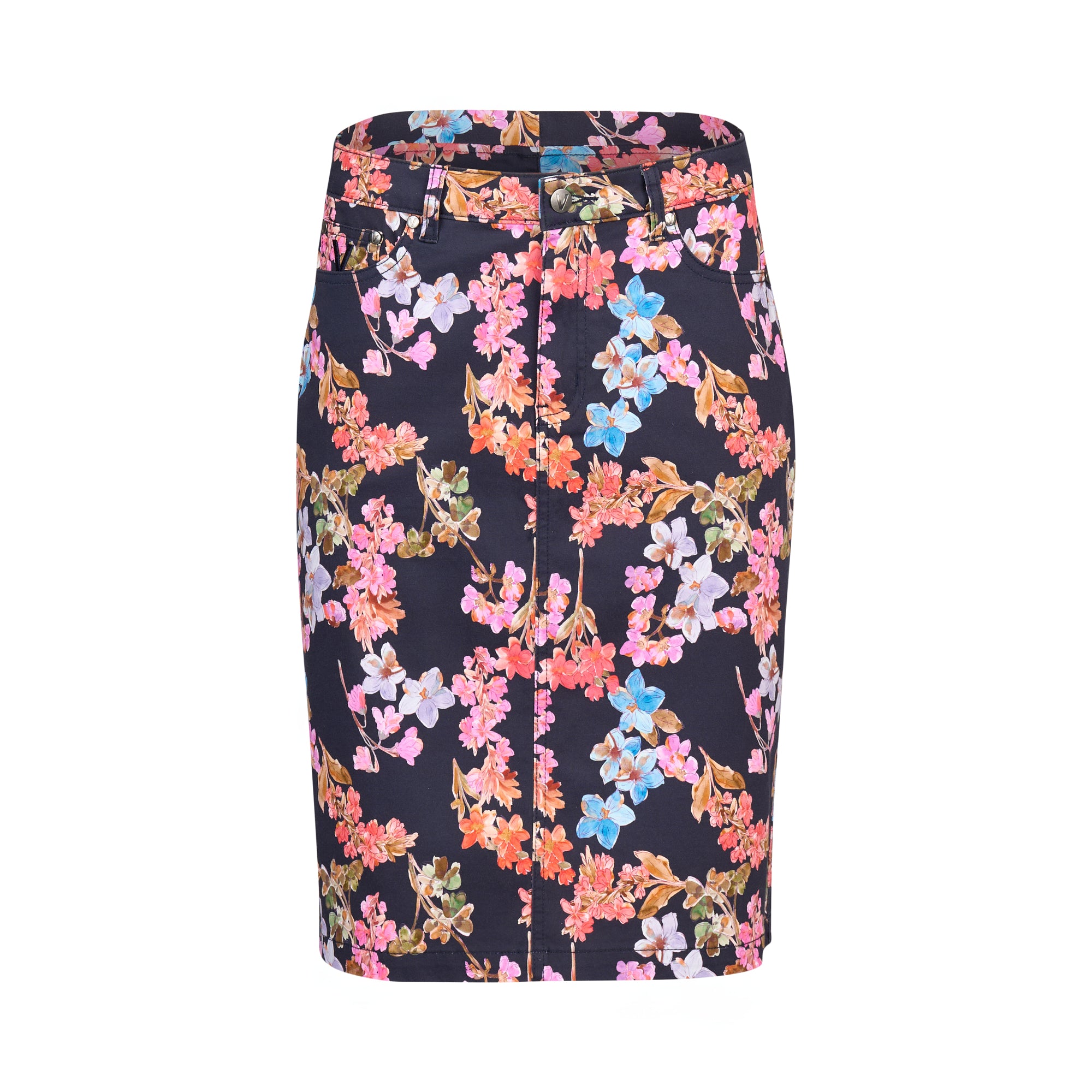 372AV Printed Lightweight Skirt with Centre Back Vent