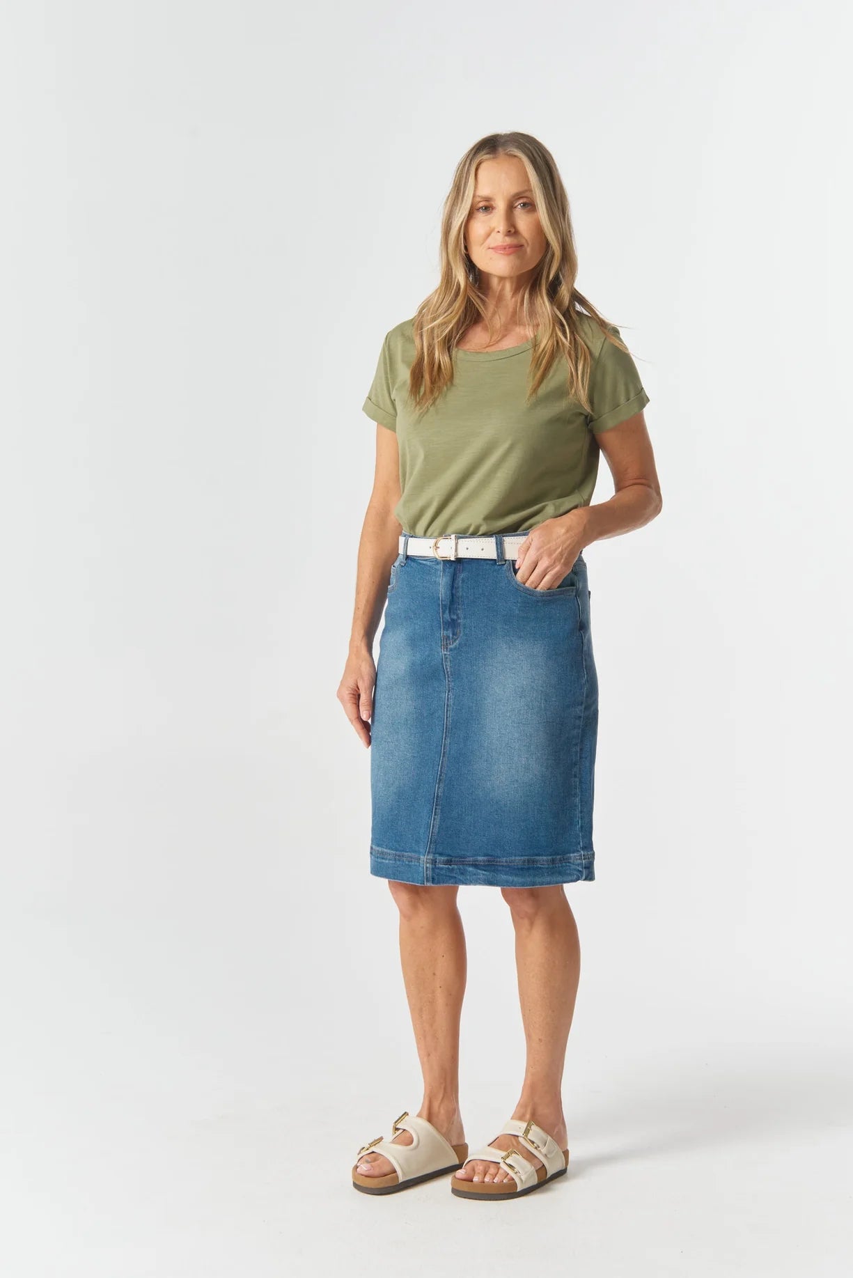 5250 Knee Denim Lenght Skirt