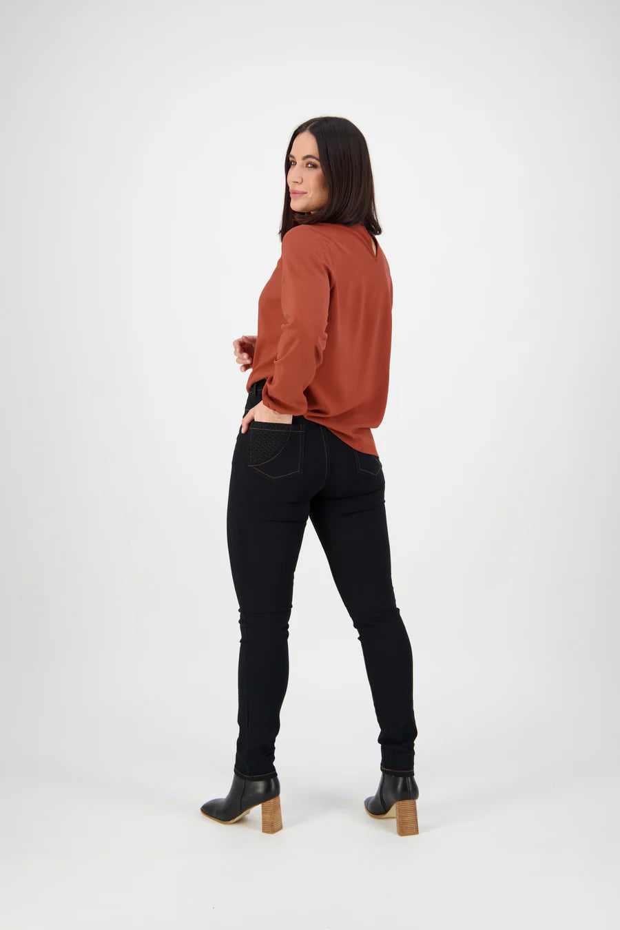 Skinny Leg Full Length Basket Weave Jean