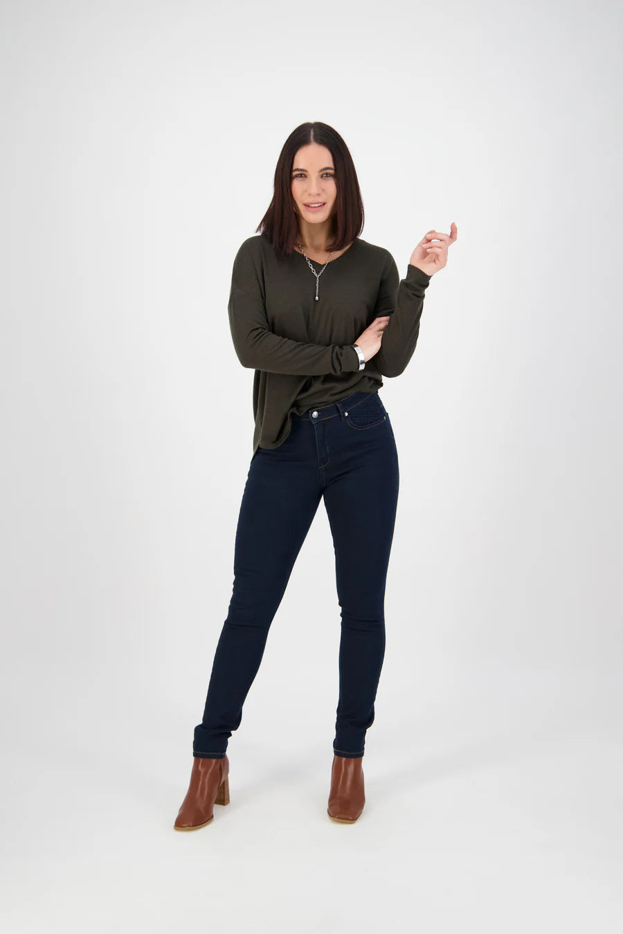 Skinny Leg Full Length Basket Weave Jean