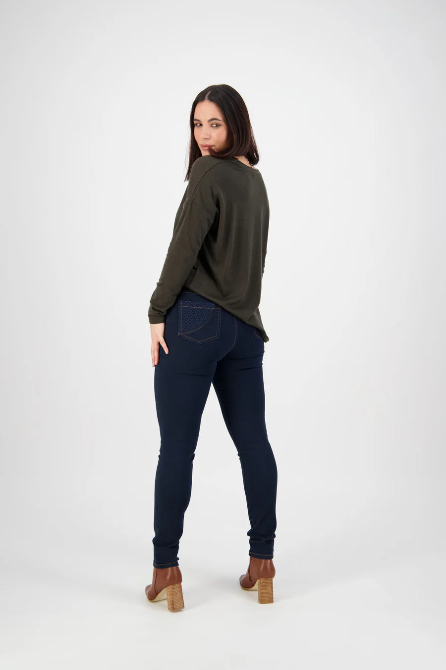 Skinny Leg Full Length Basket Weave Jean