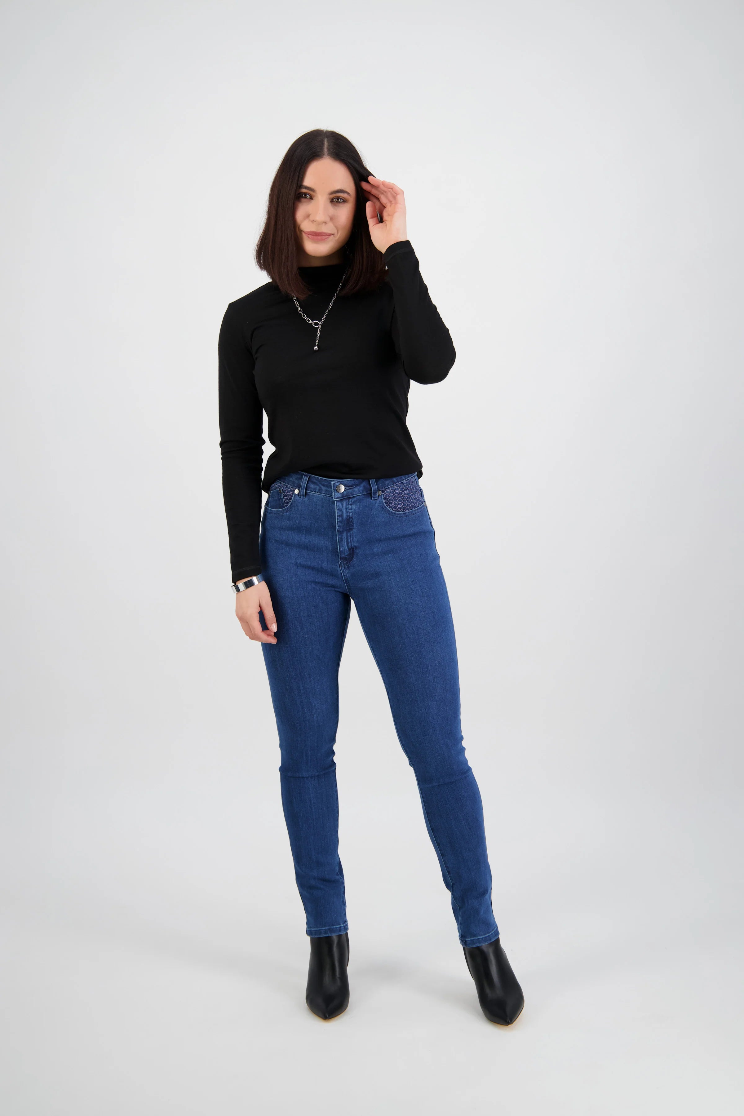 5535 - Reign Jean - Skinny Leg Full Length Basket Weave