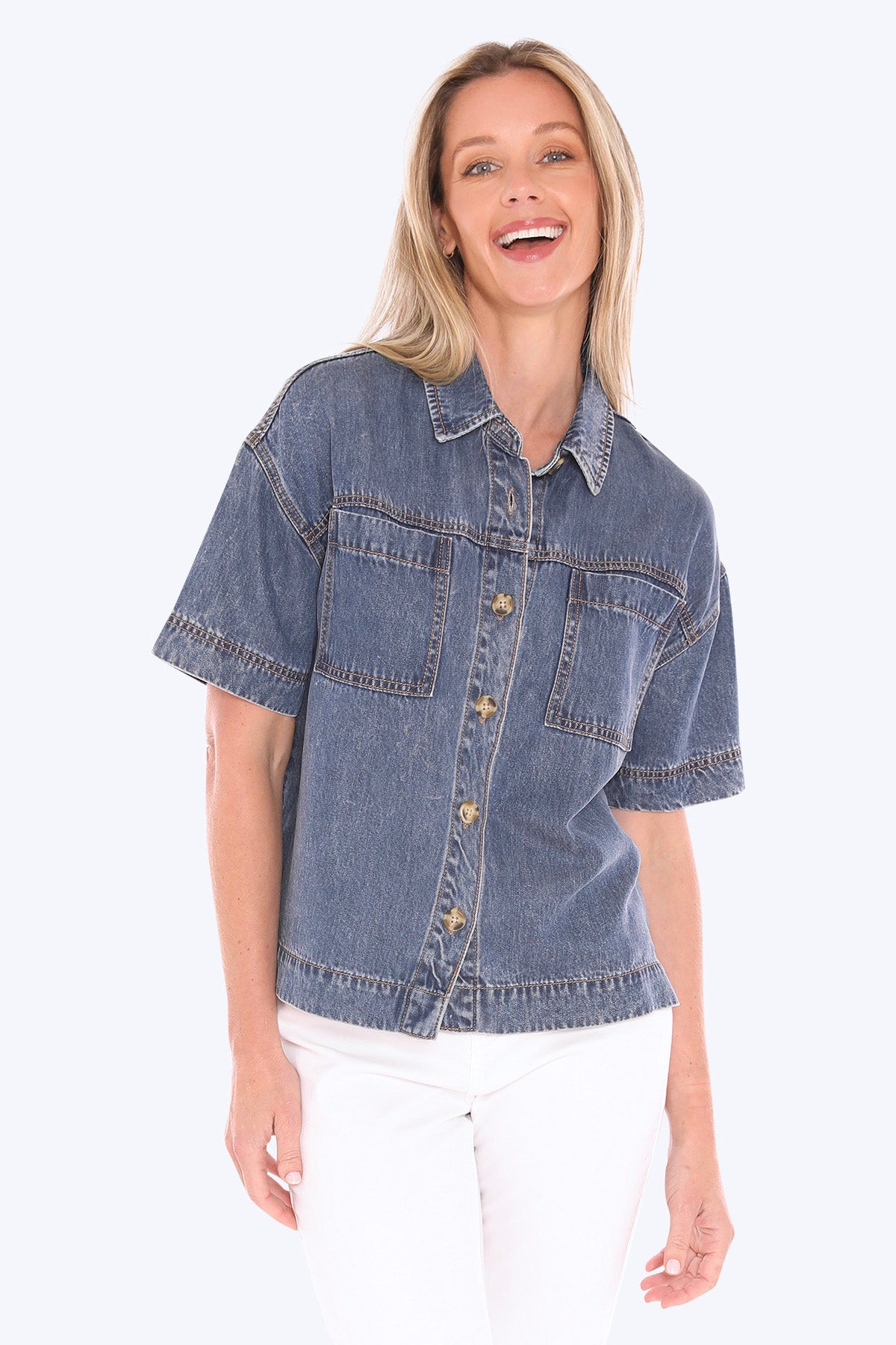 596J3125A Soft Denim S/S Shirt