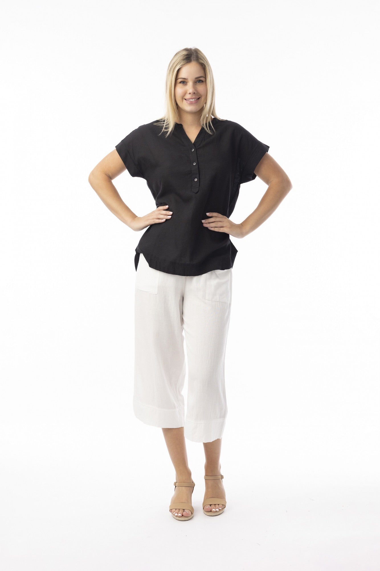 Linen Essentials Top Vneck 62772