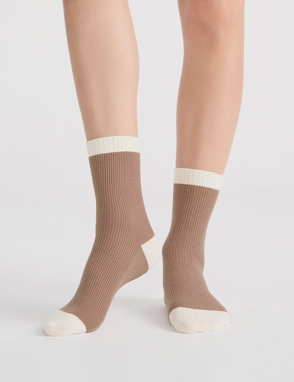 Socks - Two Tone Rib - Husk- Ambra