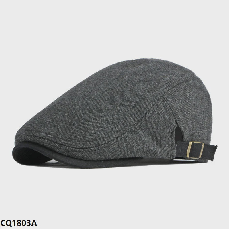 Plain Flat Cap Herringbone Charcoal - Ambassador Collection