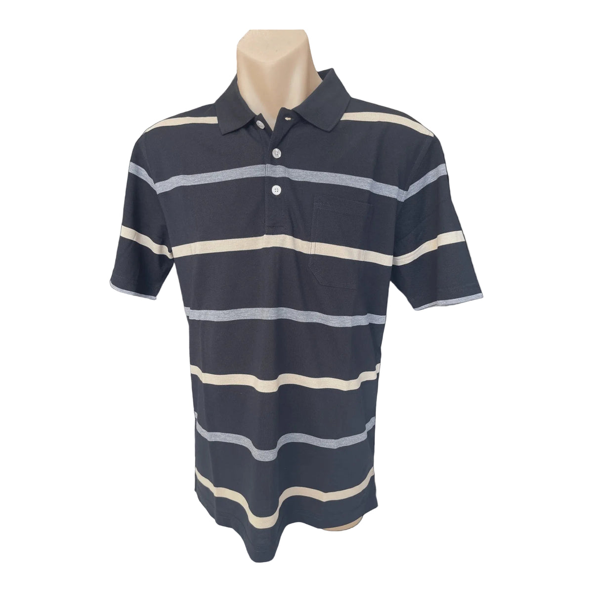 Pique Striped Polo Black - Bertini