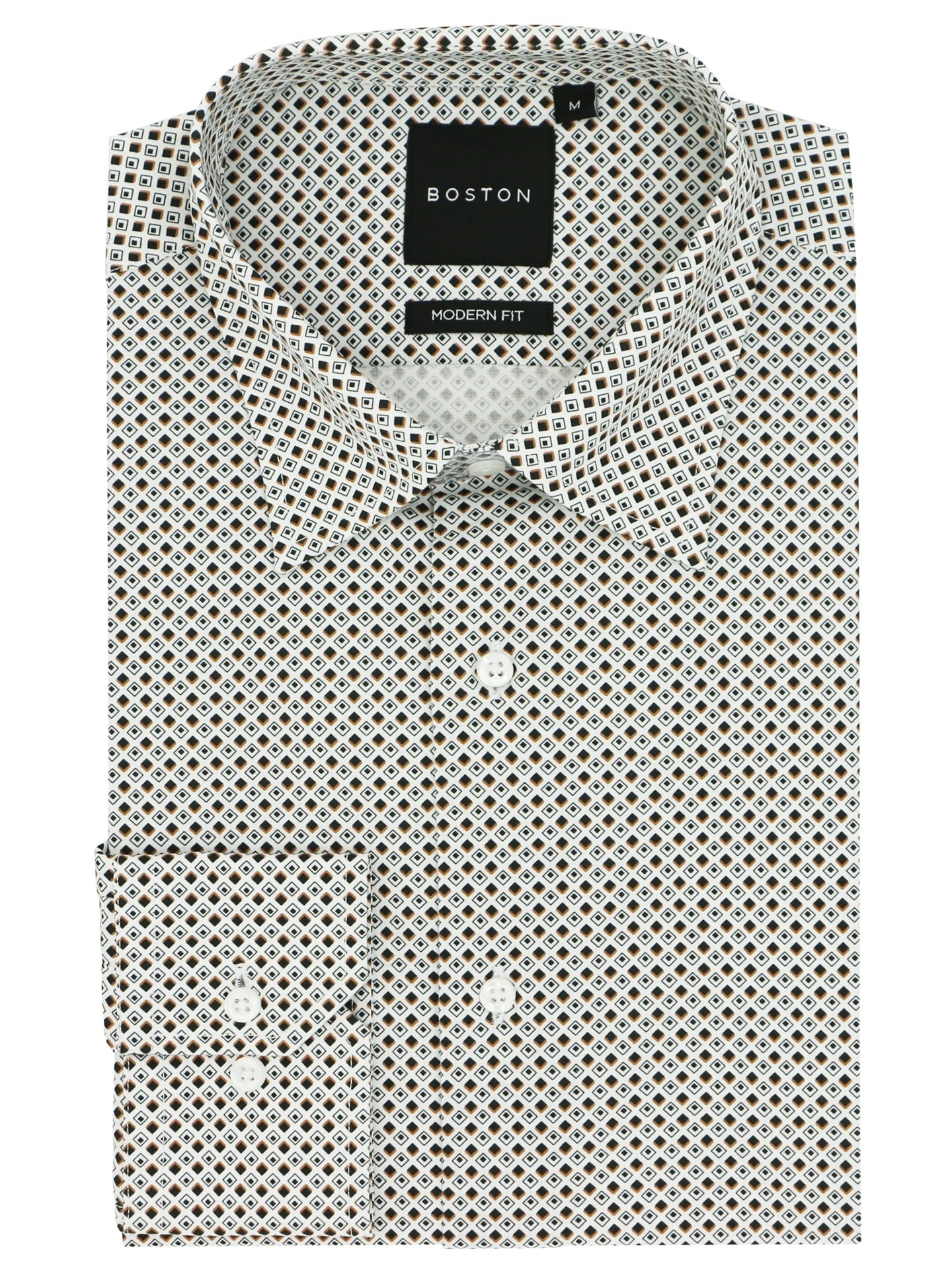 Lennox L/S Shirt Brown Print - Boston