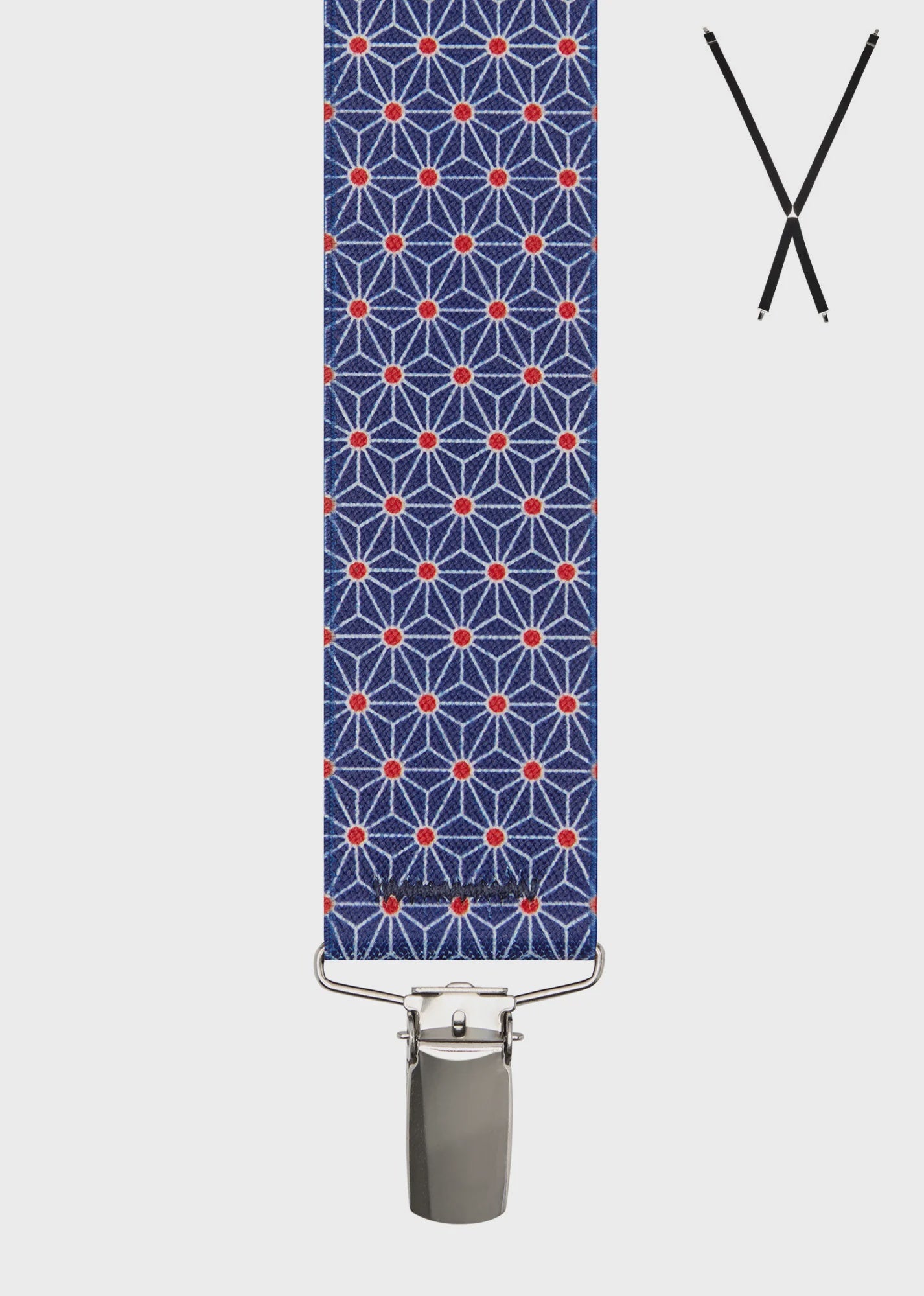 Braces X - Back Triangular Navy Print 35mm - Buckle