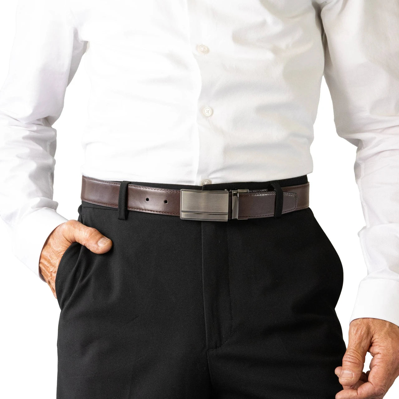 Cedar Black/Brown Rev Leather Belt 35mm - Buckle