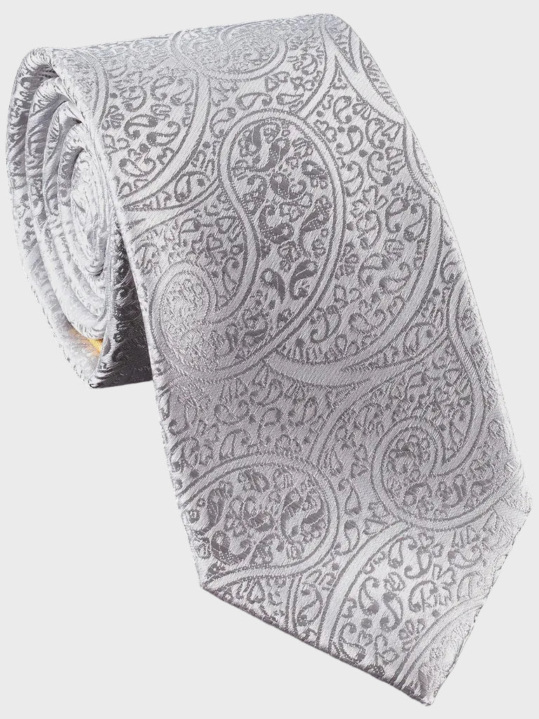 Tie Paisley 7cm Platinum- Carlo Visconti
