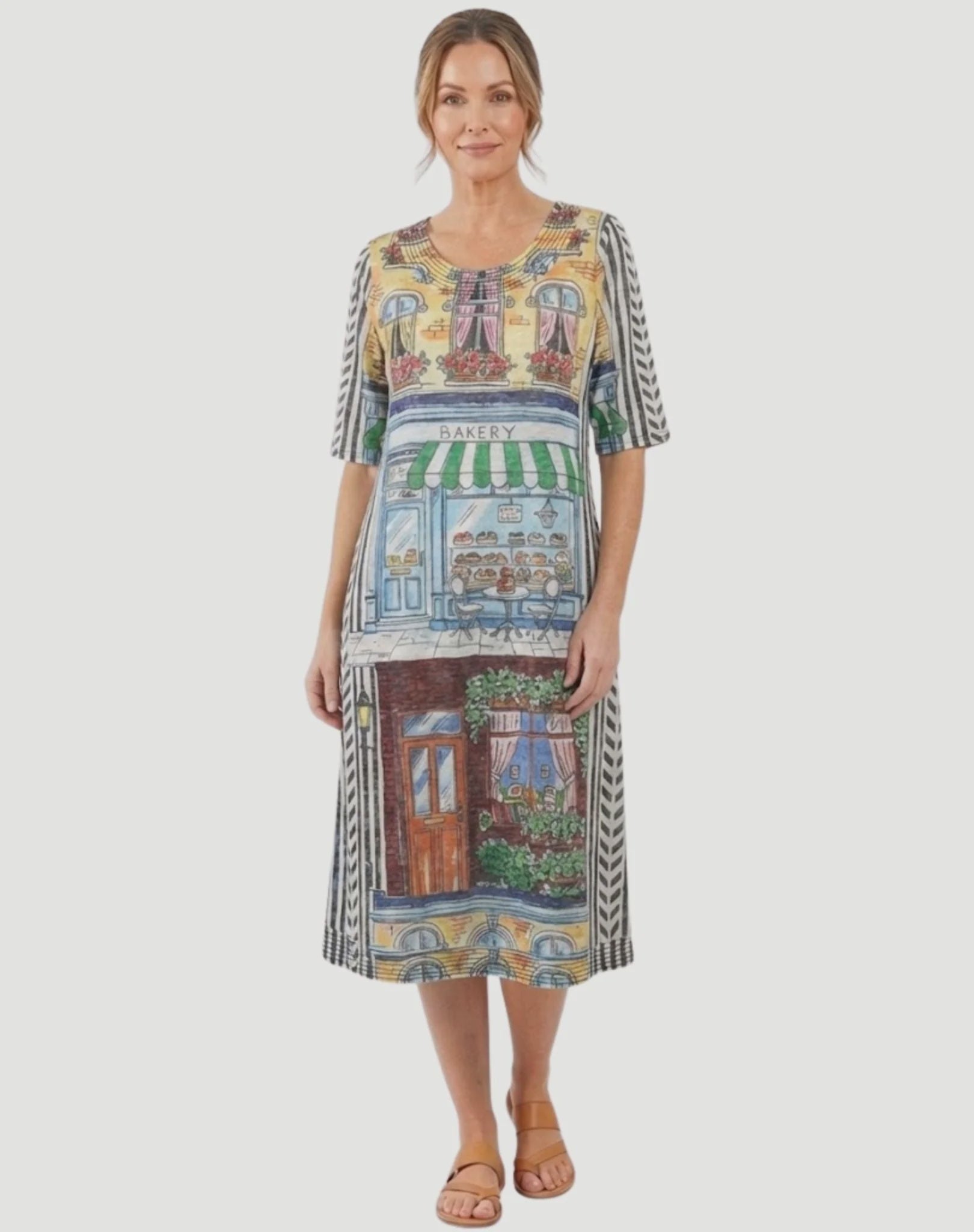 Cafe Et Croissant Printed Jersey Dress - Corfu