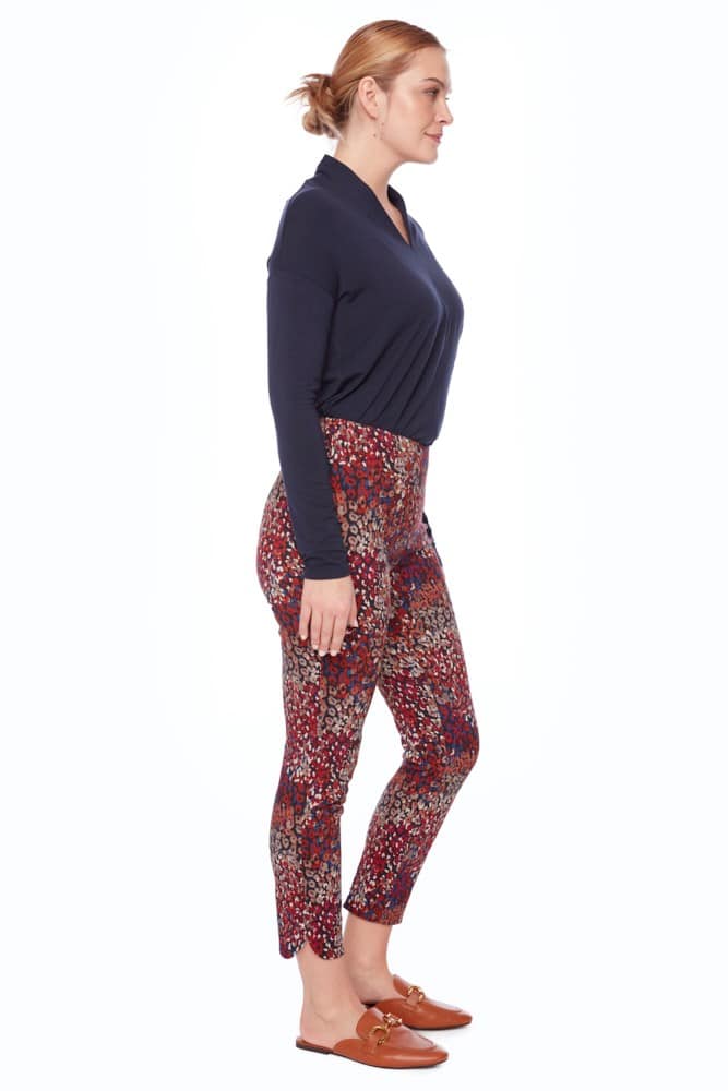 Cranberry Petal-Slit Techno Ankle Pant