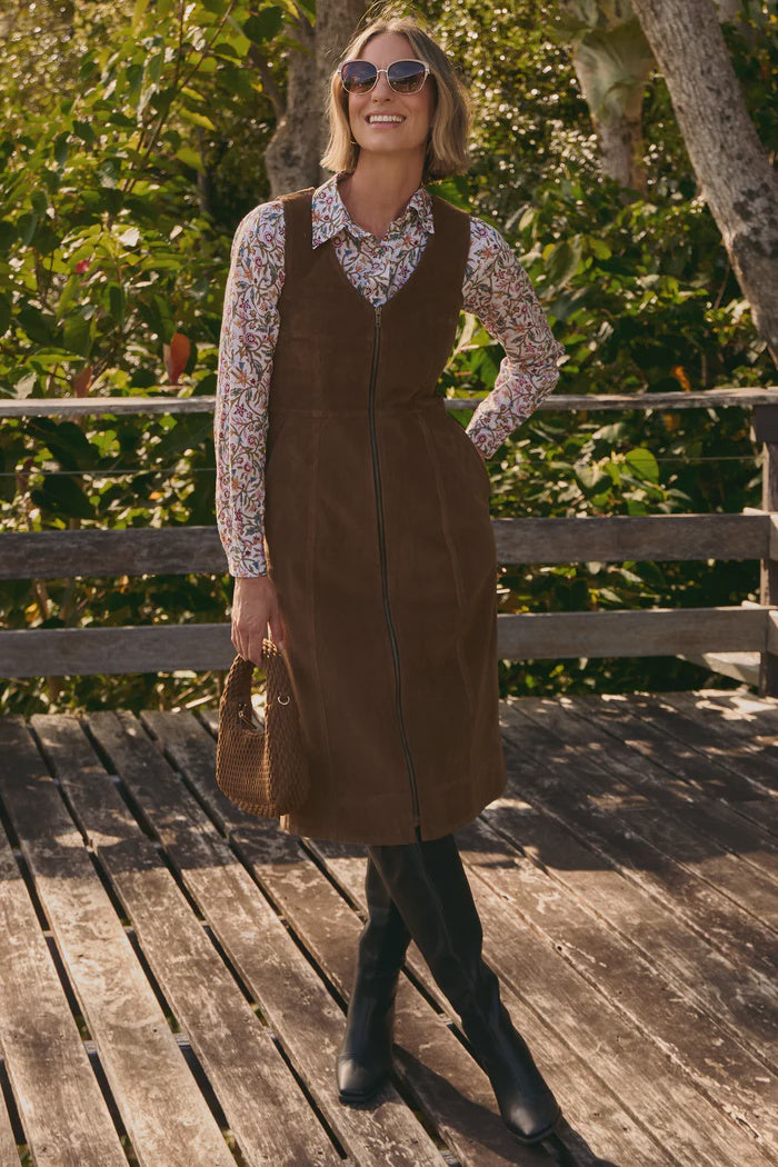 Ashton Pinafore Toffee Brown - Ella & Sunday