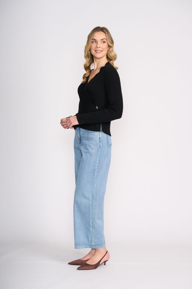 Set Play Wrap Cardi Black Foil