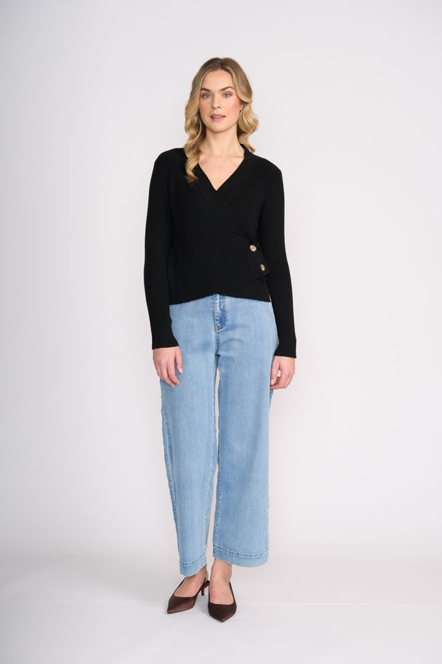 Set Play Wrap Cardi Black Foil