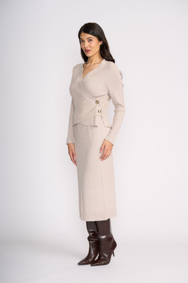 Set Play Wrap Cardi Latte Foil