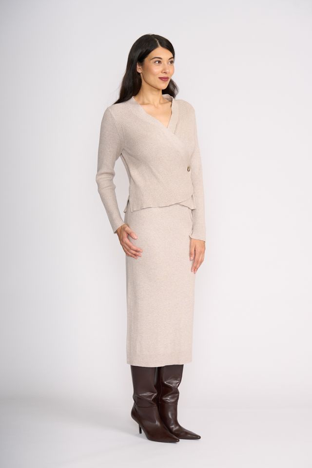 Set Play Wrap Cardi Latte Foil