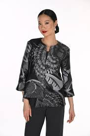Black/Graphite Abstract Print Swing Jacket -Frank Lyman