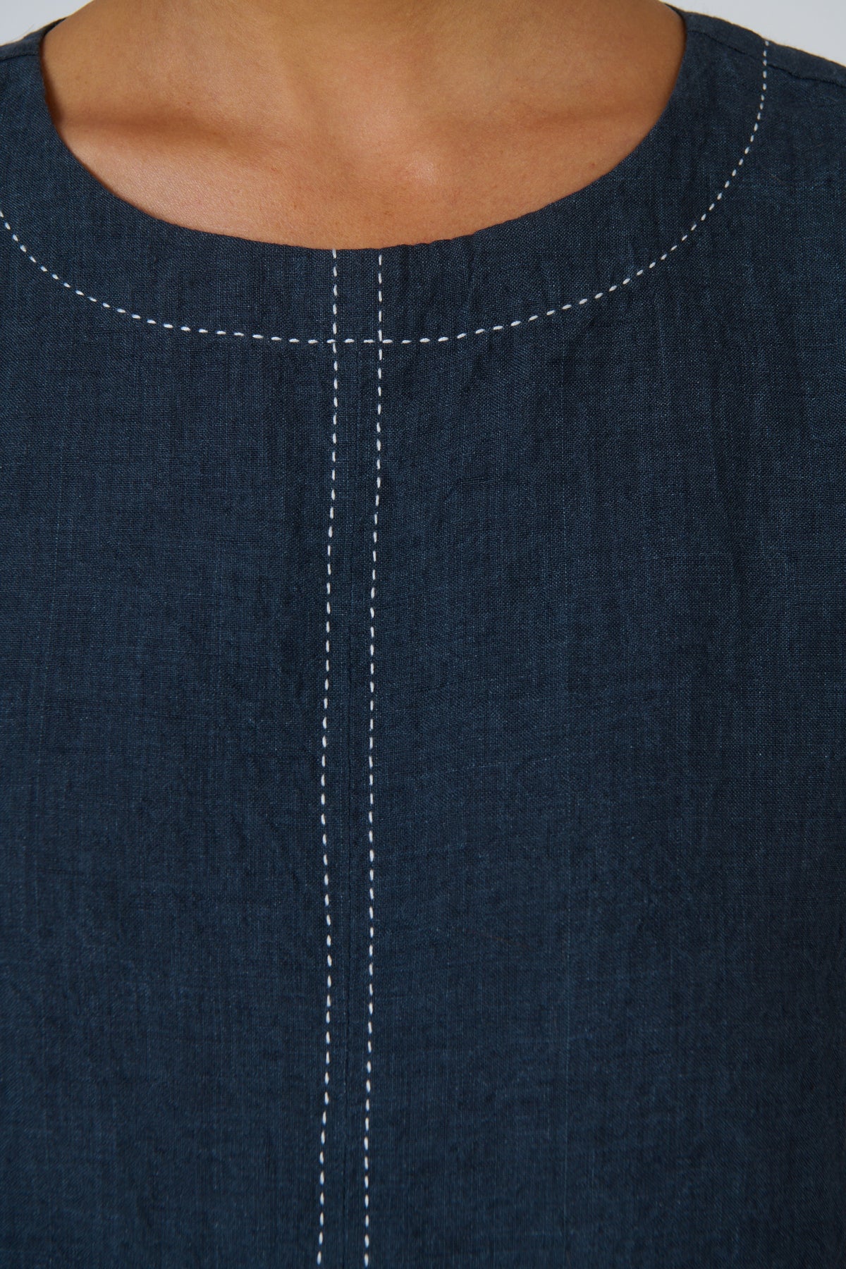 Contrast Stitch Linen Top – Naturals by O&J