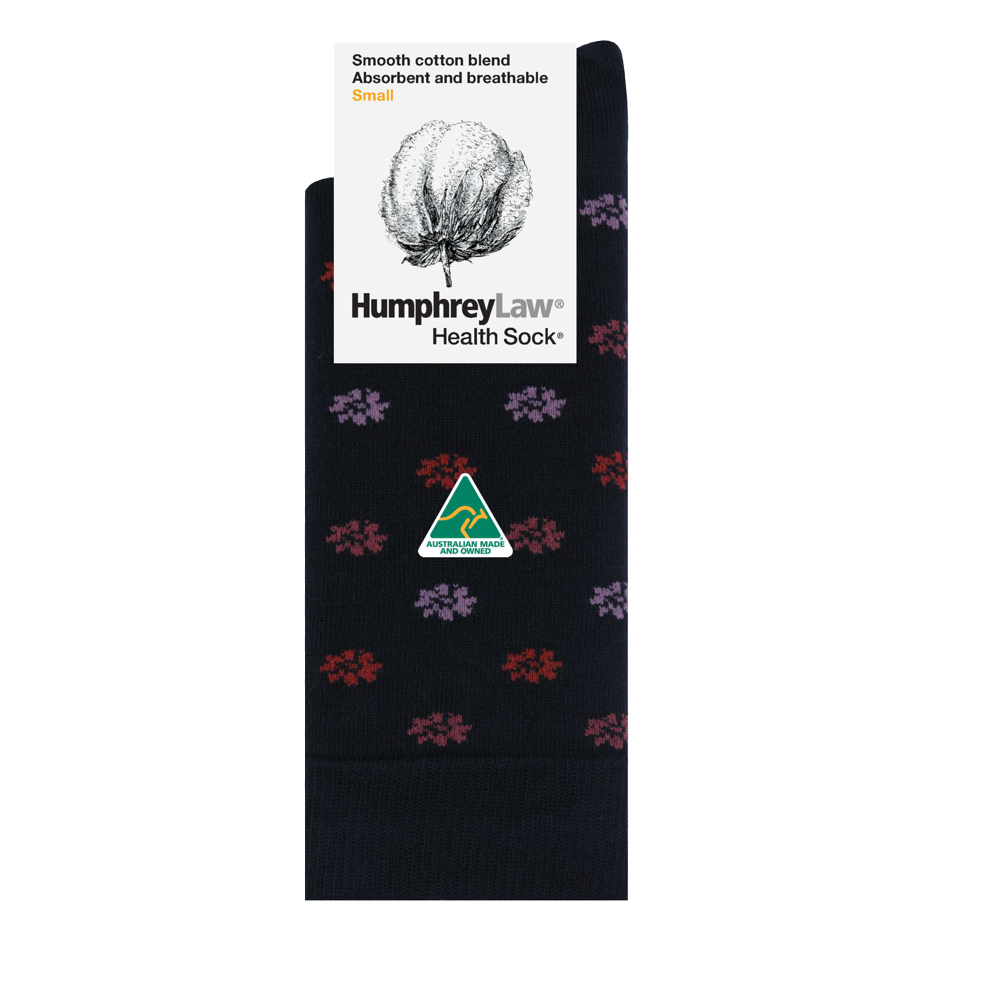 85% Mercerised Cotton Patterned Health Sock Daisy - Humphrey Law