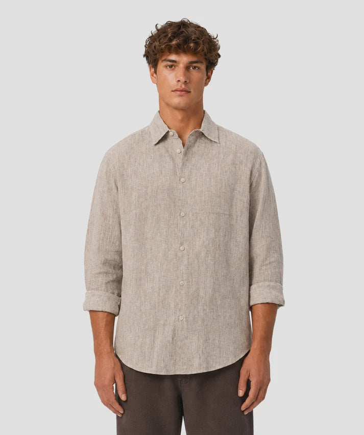 The St Martins L/S Linen Shirt Ebony - Industrie