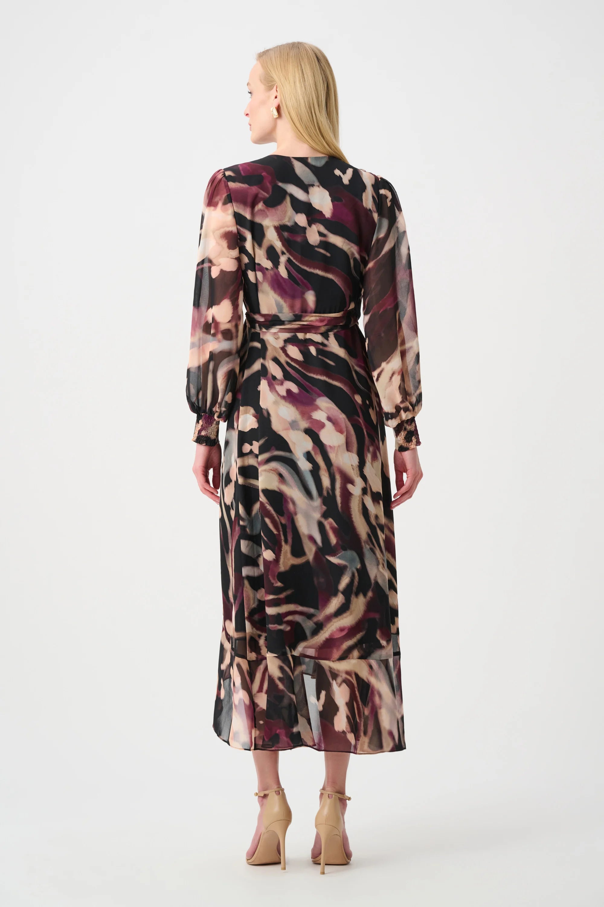 Chiffon Printed Fit and Flare Wrap Dress - Joseph Ribkoff