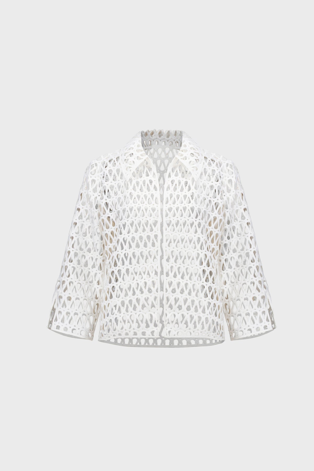 Embroidered Open-Work Jacket Vanilla - Joseph Ribkoff