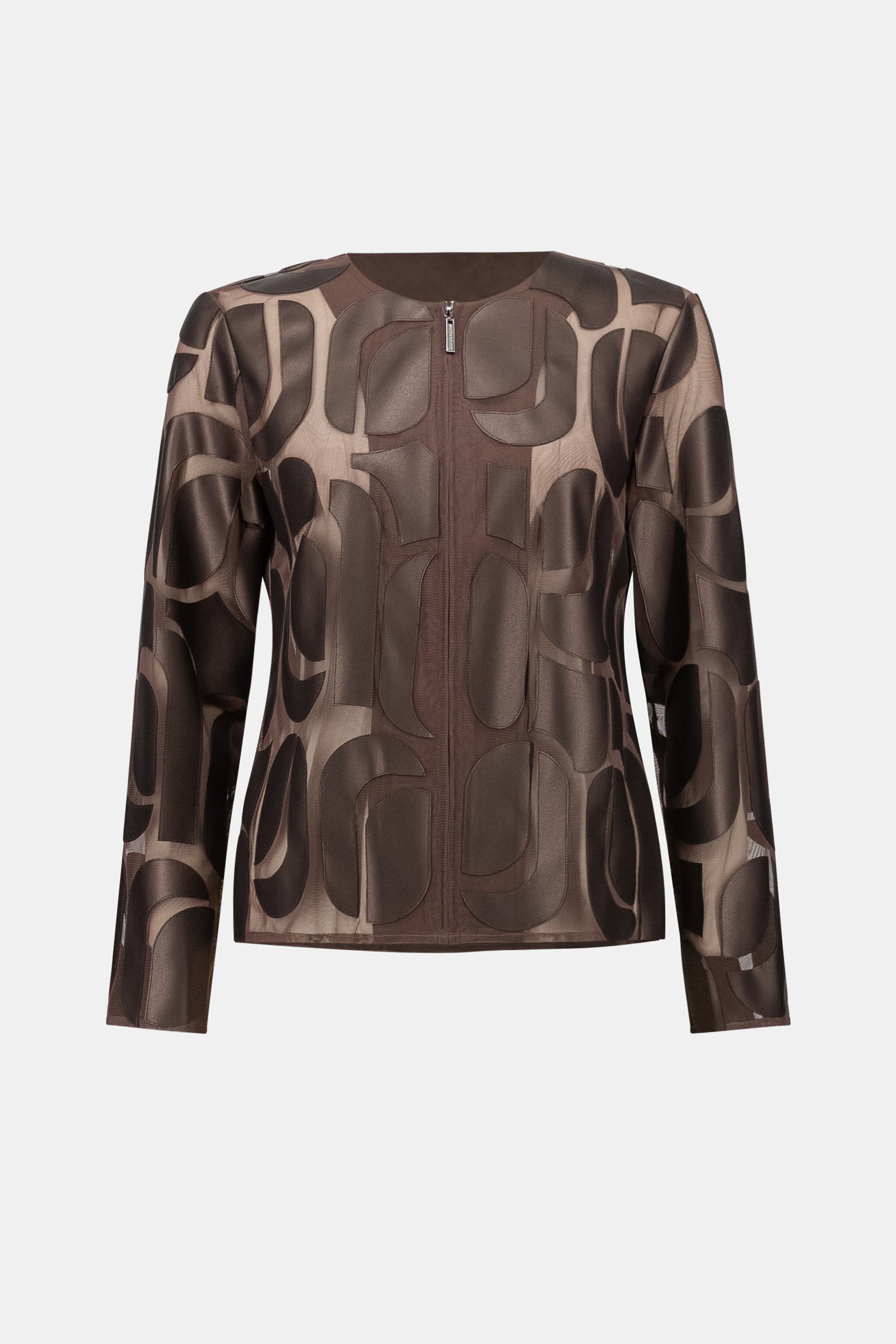 Leatherette & Mesh Embroidered Jacket - Joseph Ribkoff