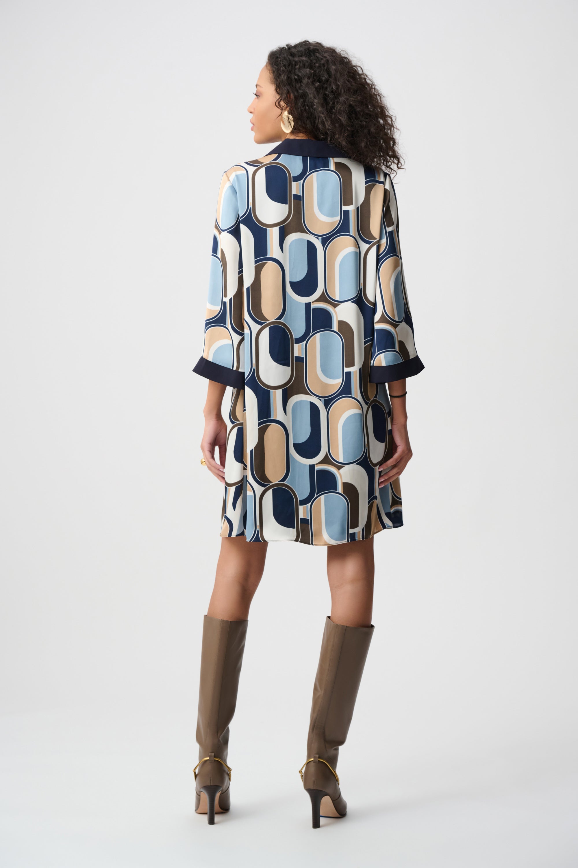 Recycled Satin Geometric Trapeze Dress - Joseph Ribkoff