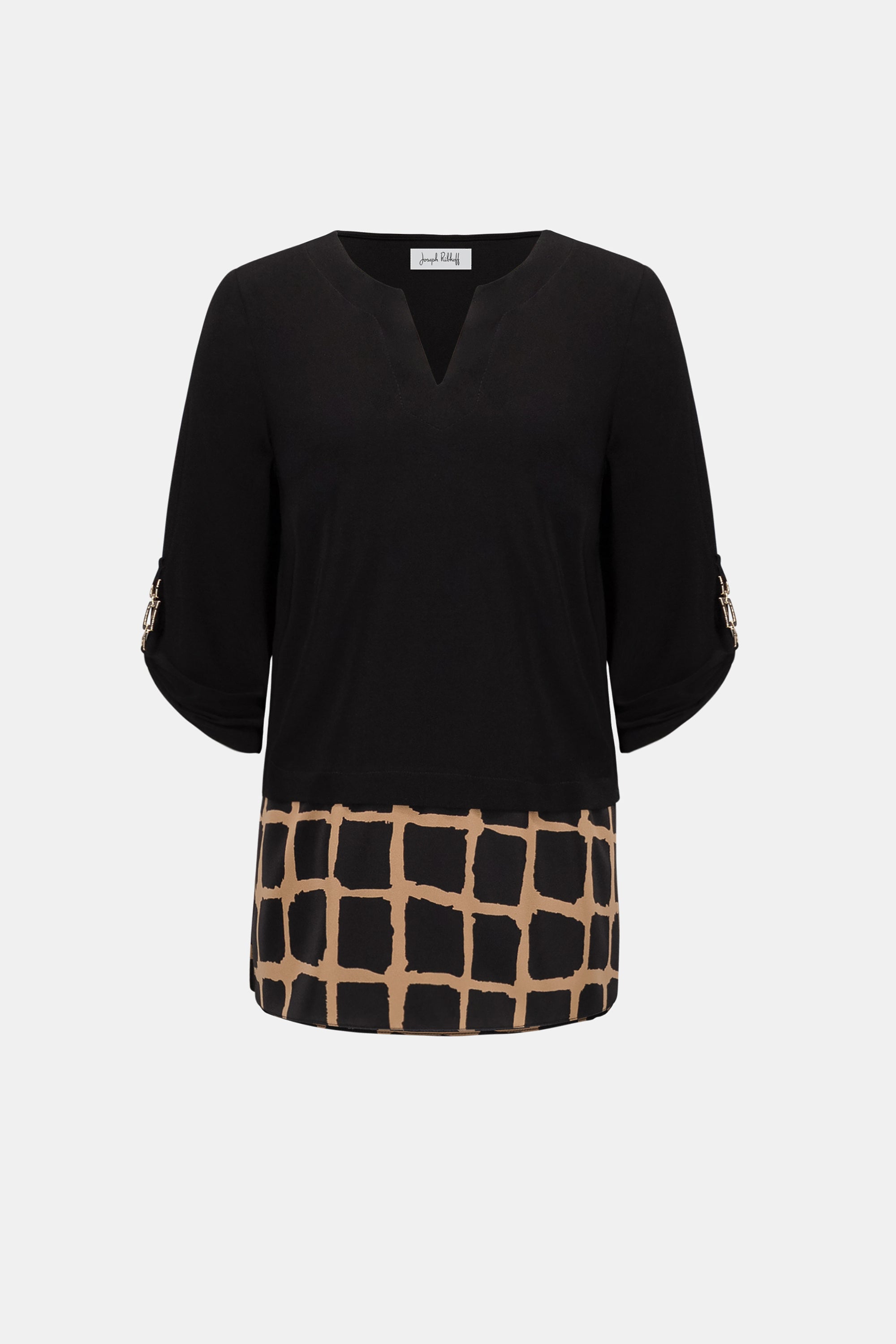 Silky Knit Abstract Print Straight Tunic - Joseph Ribkoff