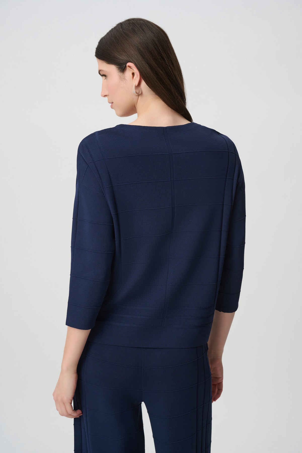 Textured V-Neck Sweater Indigo - Joseph Ribkoff