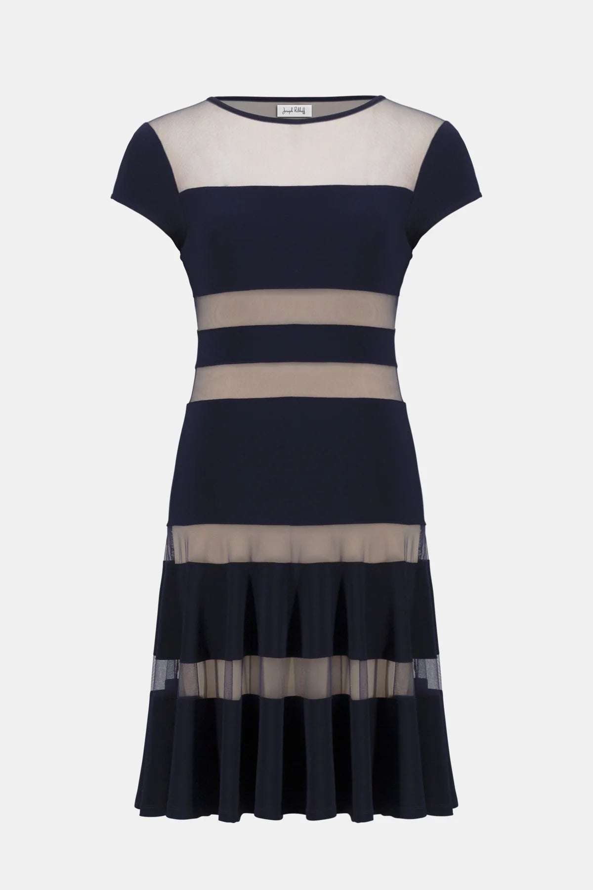 Silky Knit Fit & Flare Dress w/ Mesh Inserts - Joseph Ribkoff